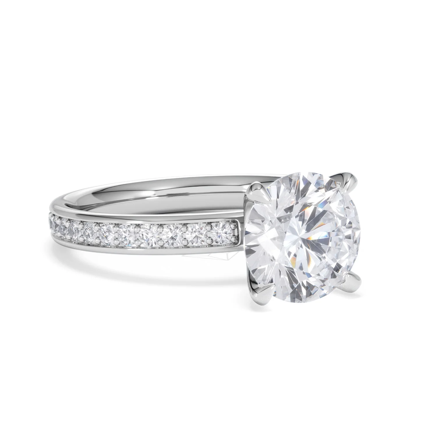 Origin 2.25ct Round Cut Lab Diamond Solitaire Engagement Ring with Side Stones in 18K White Gold - Image 13