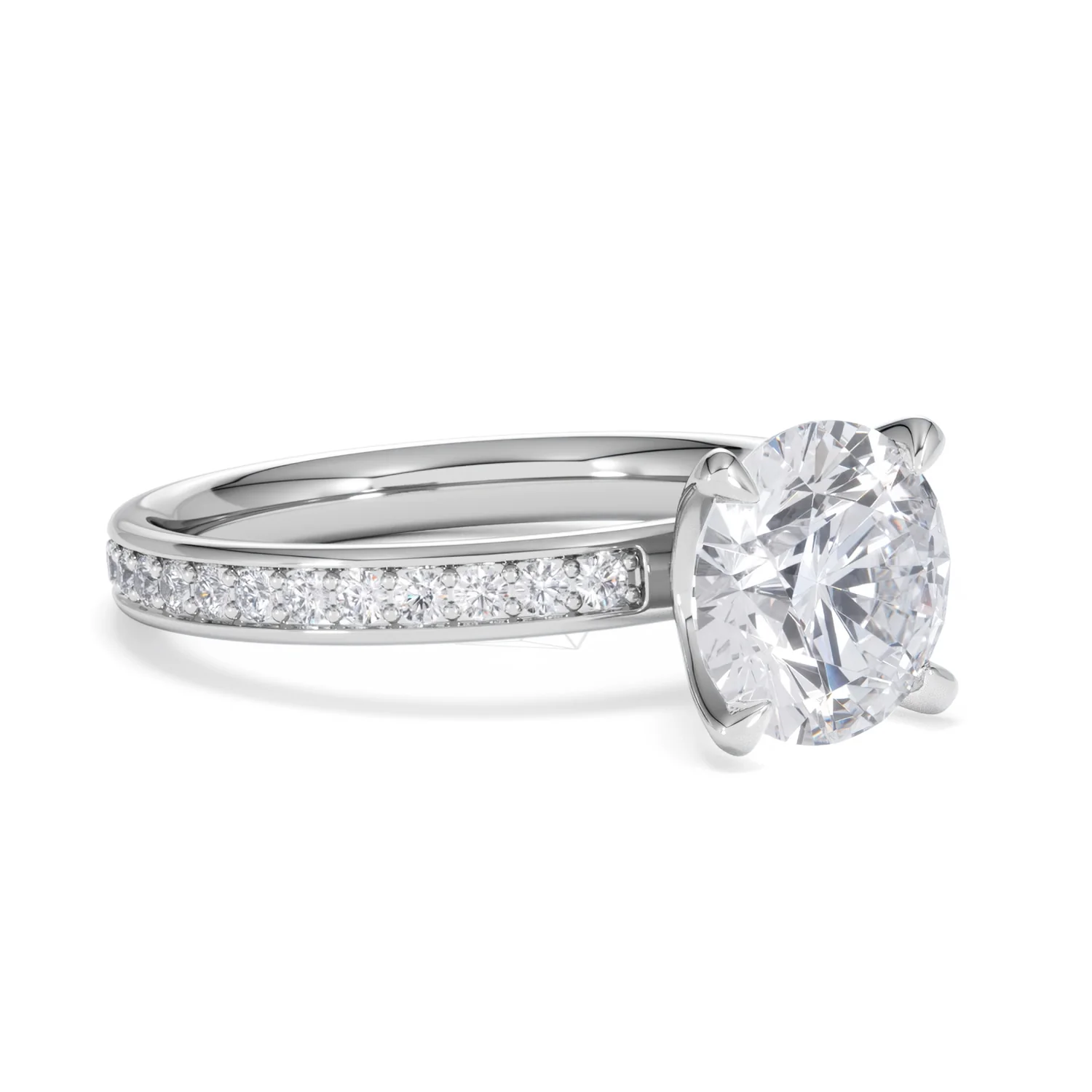 Origin 2.25ct Round Cut Lab Diamond Solitaire Engagement Ring with Side Stones in 18K White Gold - Image 15