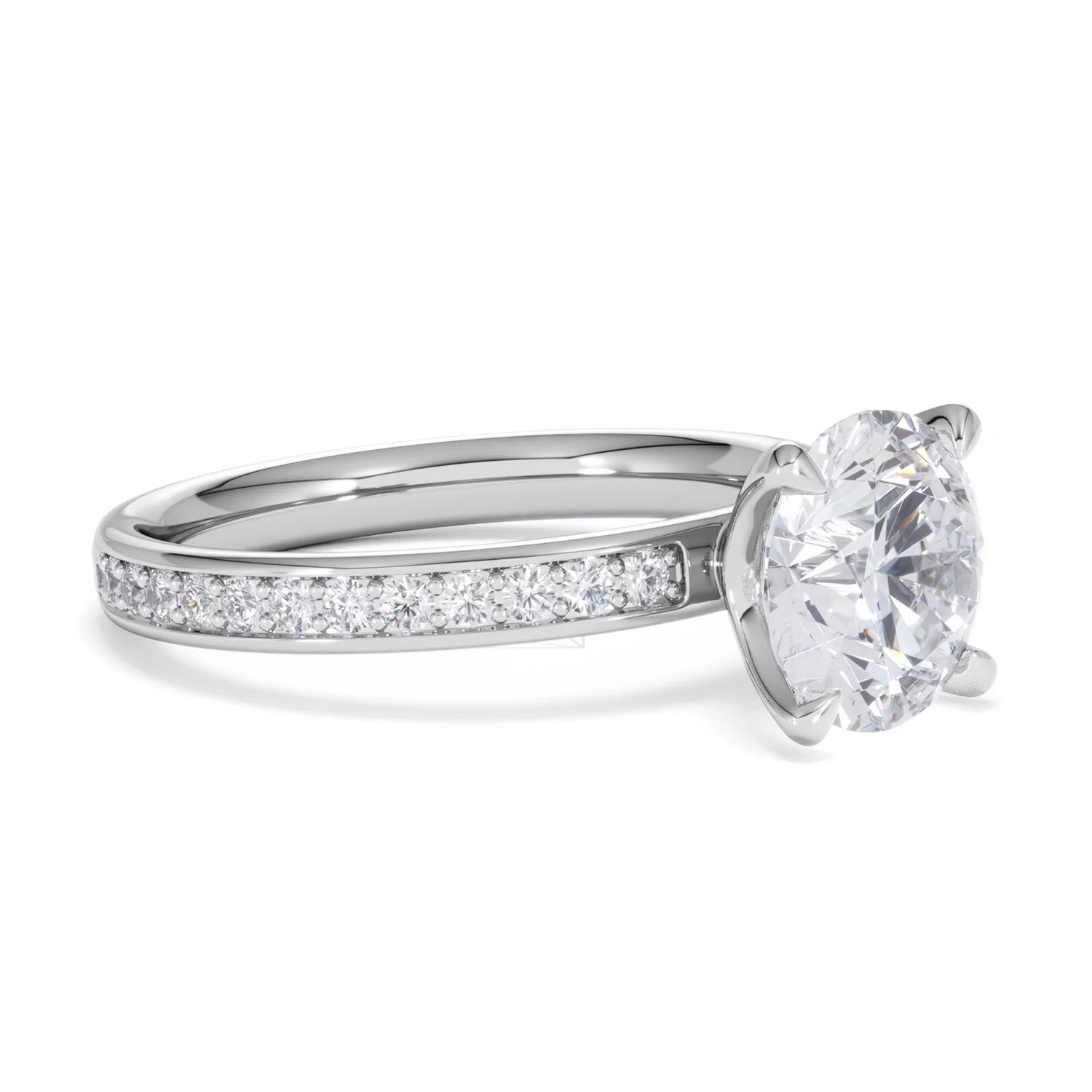 Origin 2.25ct Round Cut Lab Diamond Solitaire Engagement Ring with Side Stones in 18K White Gold - Image 17