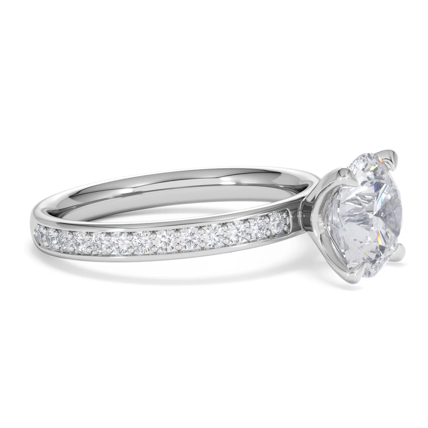 Origin 2.25ct Round Cut Lab Diamond Solitaire Engagement Ring with Side Stones in 18K White Gold - Image 20
