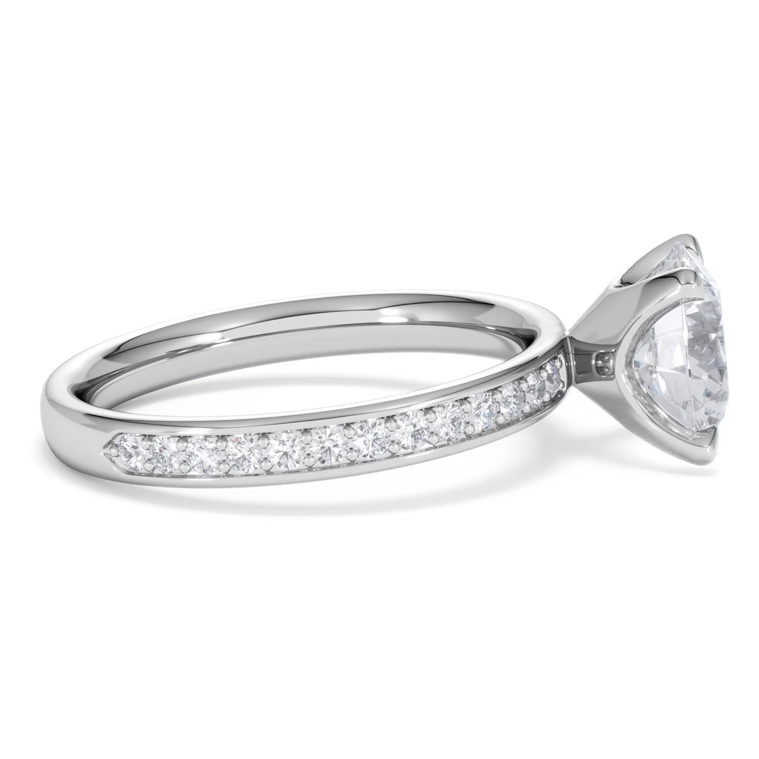 Origin 2.25ct Round Cut Lab Diamond Solitaire Engagement Ring with Side Stones in 18K White Gold - Image 26
