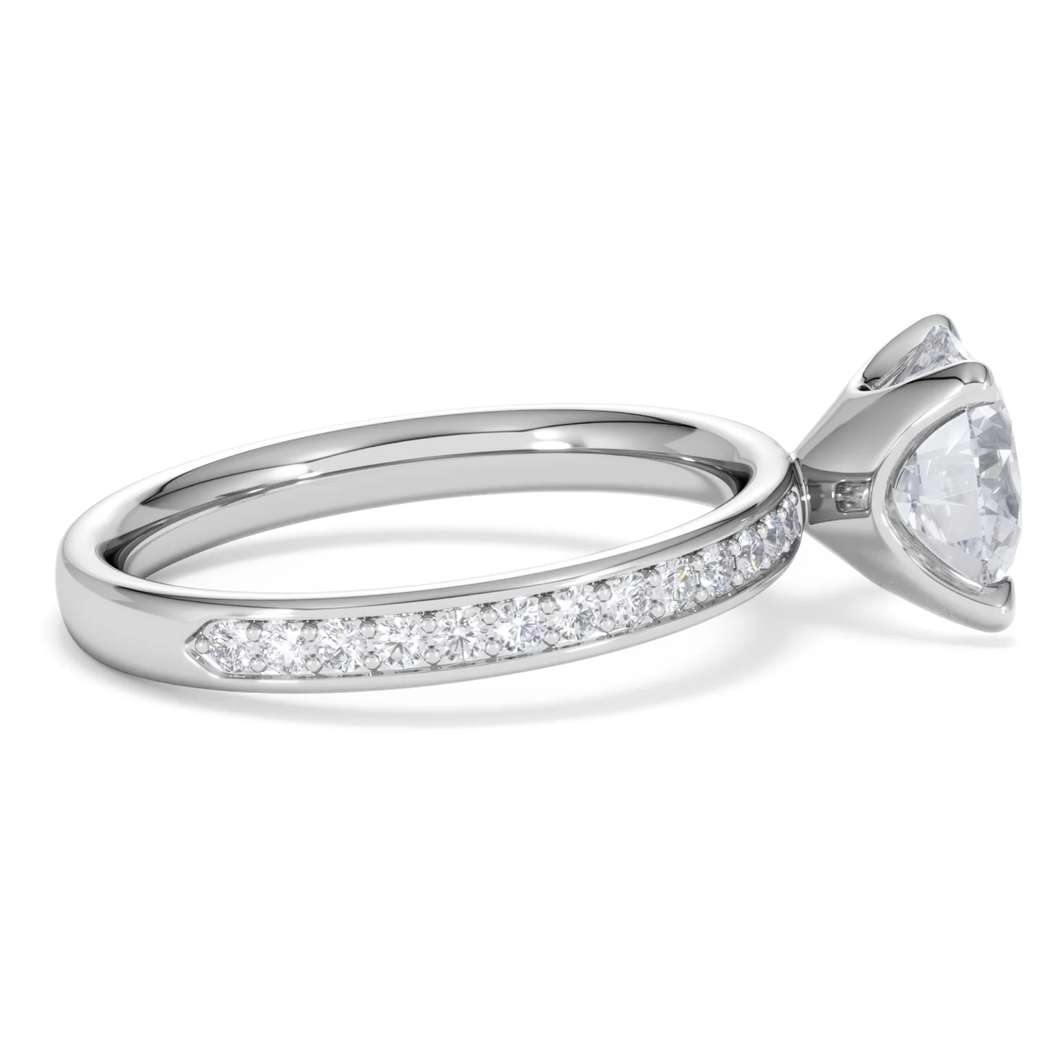 Origin 2.25ct Round Cut Lab Diamond Solitaire Engagement Ring with Side Stones in 18K White Gold - Image 28