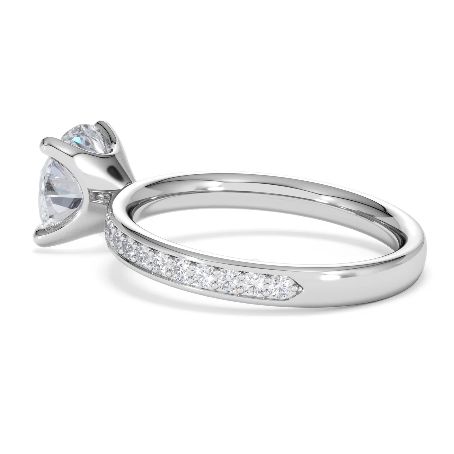 Origin 2.25ct Round Cut Lab Diamond Solitaire Engagement Ring with Side Stones in 18K White Gold - Image 60