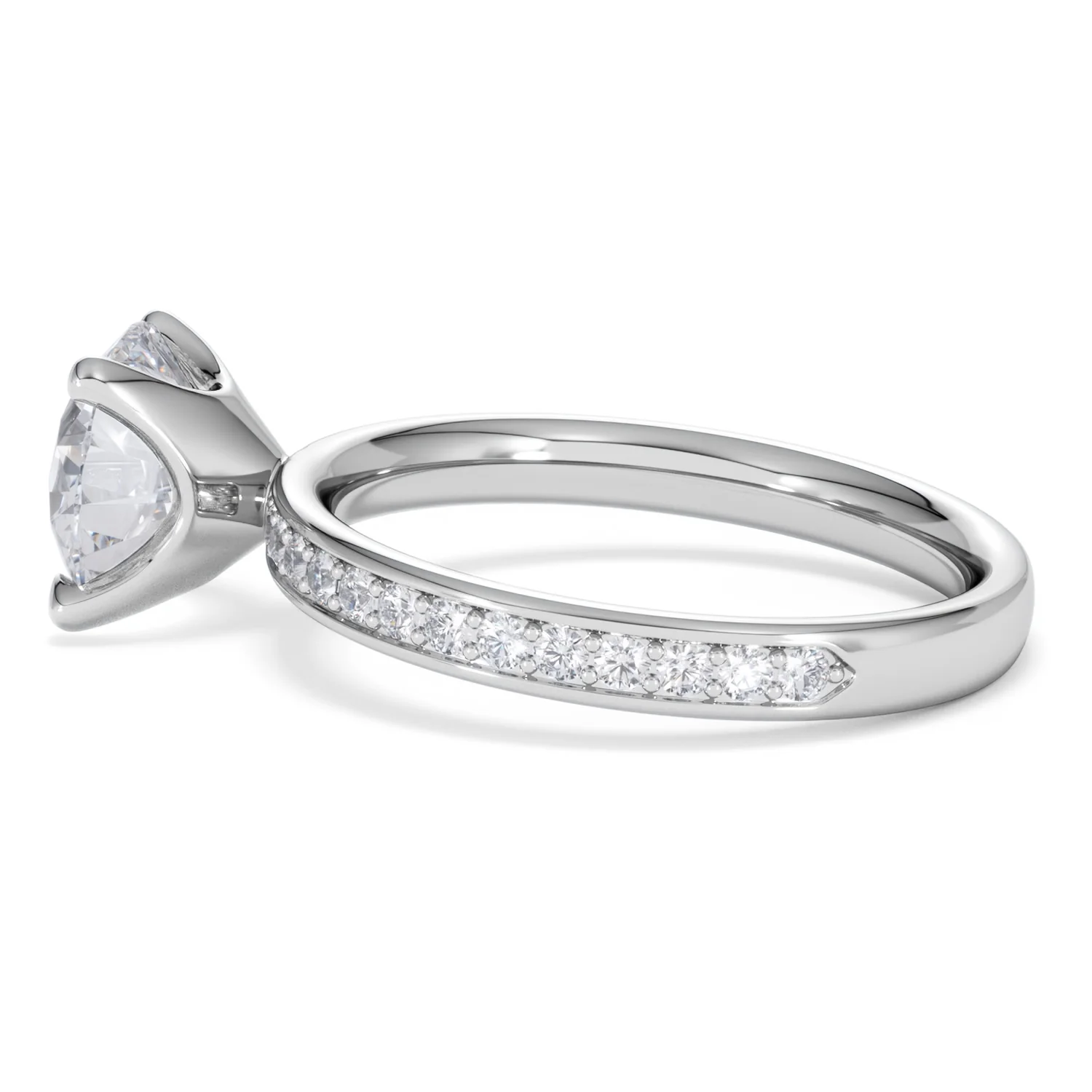 Origin 2.25ct Round Cut Lab Diamond Solitaire Engagement Ring with Side Stones in 18K White Gold - Image 64