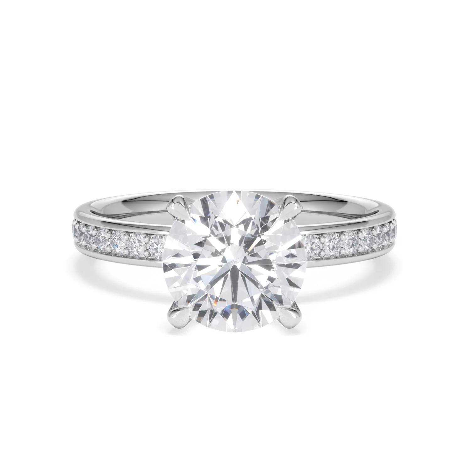 Origin 2.25ct Round Cut Lab Diamond Solitaire Engagement Ring with Side Stones in 18K White Gold - Image 7