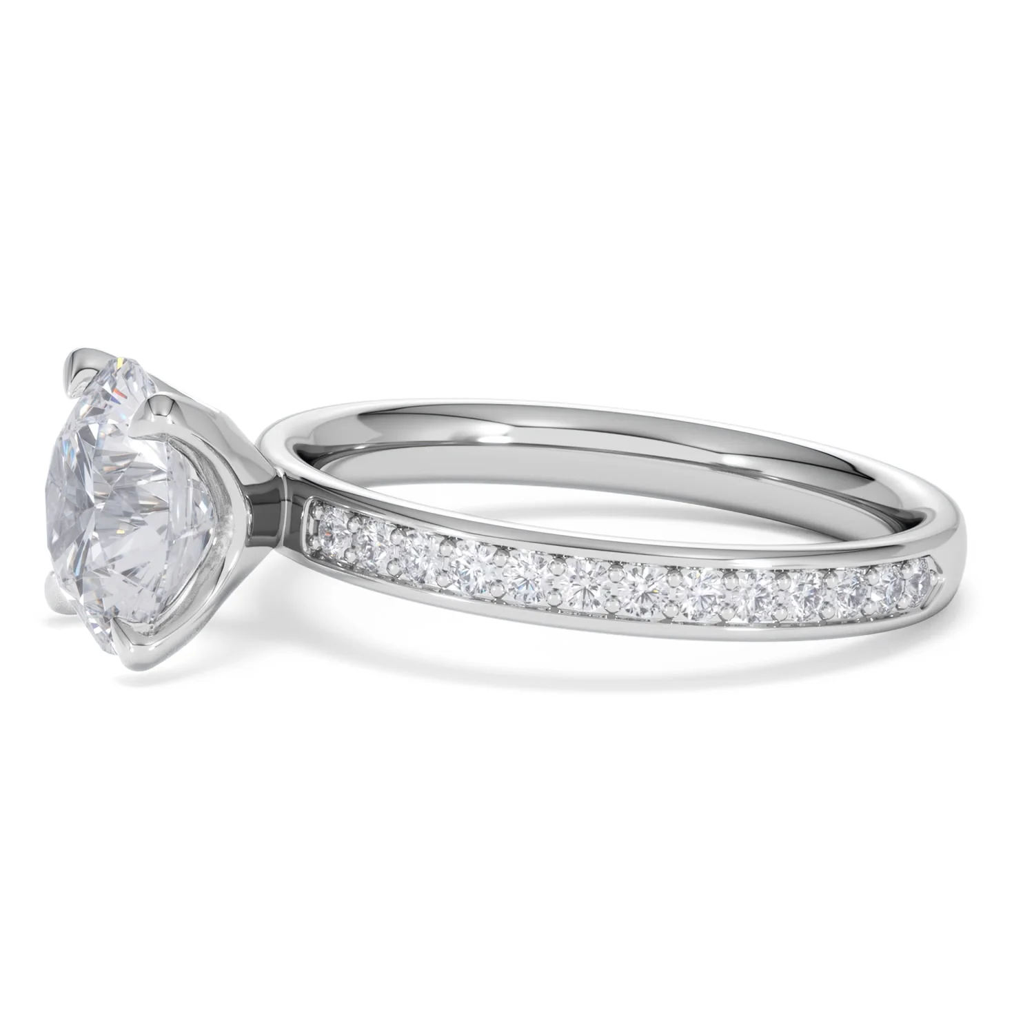 Origin 2.25ct Round Cut Lab Diamond Solitaire Engagement Ring with Side Stones in 18K White Gold - Image 72