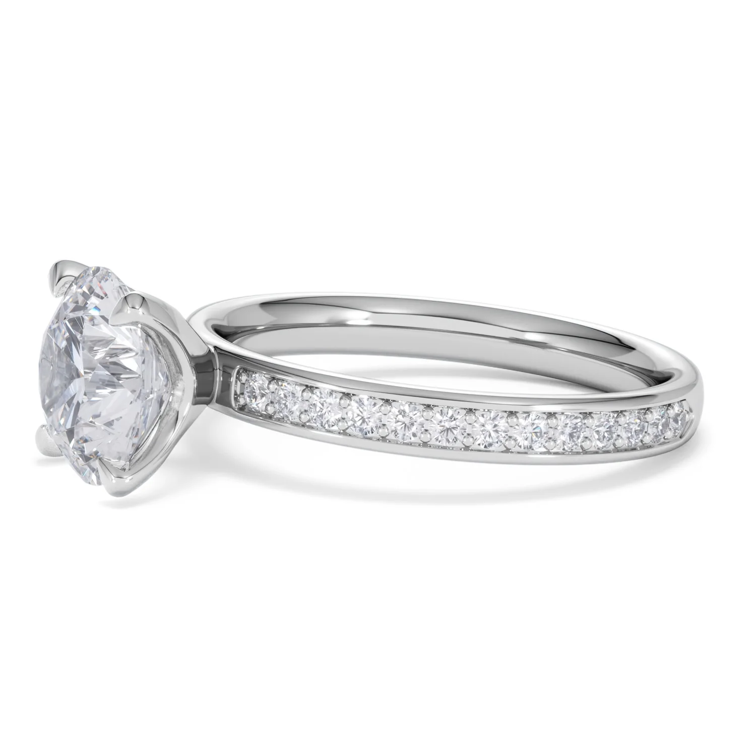 Origin 2.25ct Round Cut Lab Diamond Solitaire Engagement Ring with Side Stones in 18K White Gold - Image 73