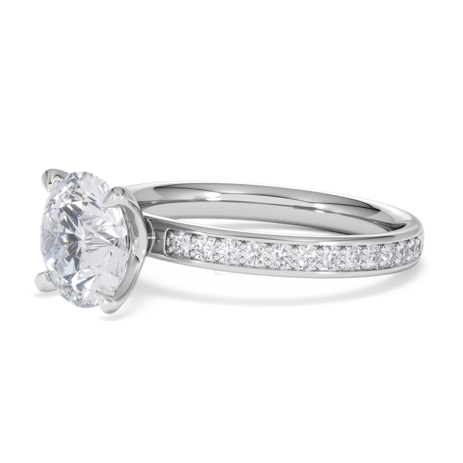 Origin 2.25ct Round Cut Lab Diamond Solitaire Engagement Ring with Side Stones in 18K White Gold - Image 76