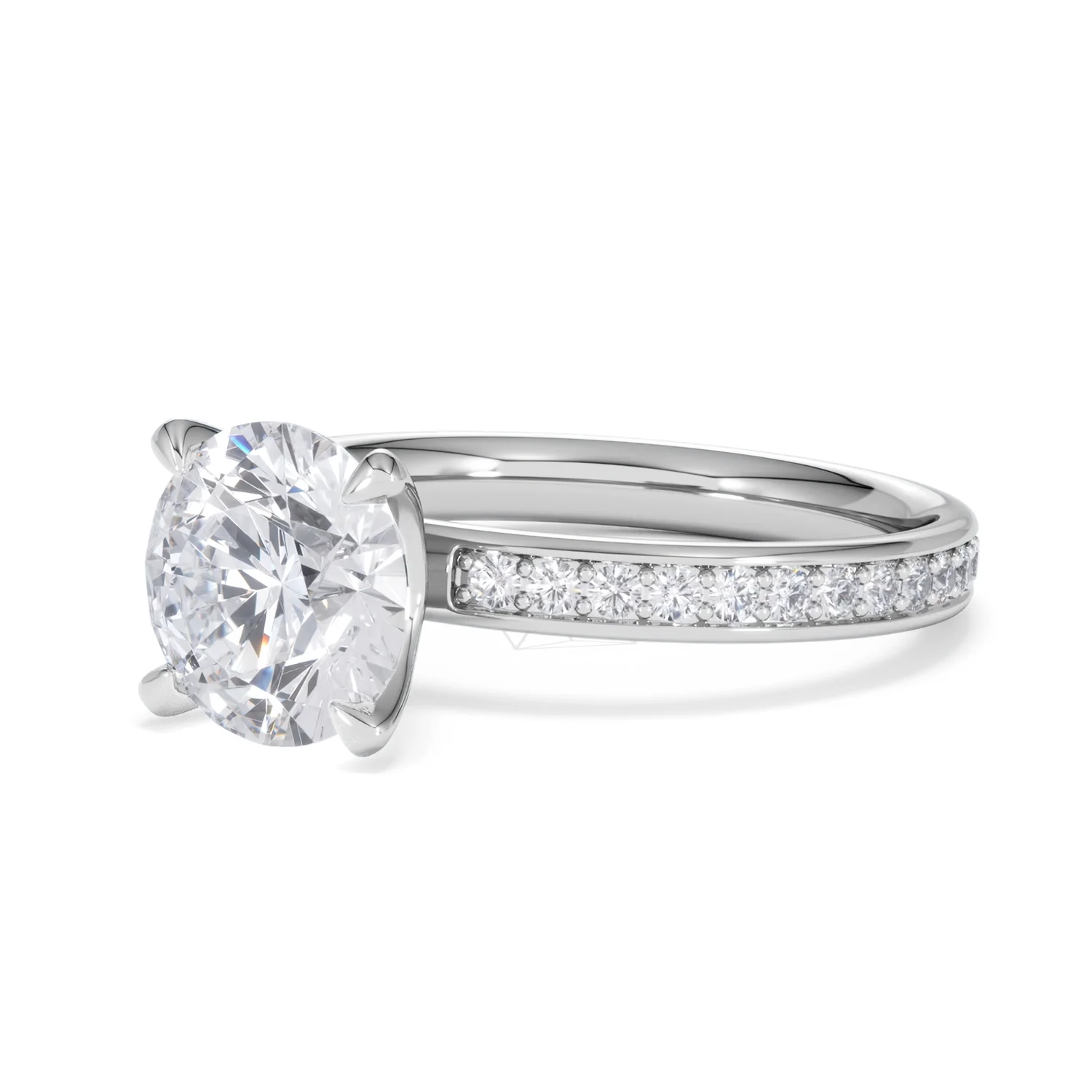 Origin 2.25ct Round Cut Lab Diamond Solitaire Engagement Ring with Side Stones in 18K White Gold - Image 79