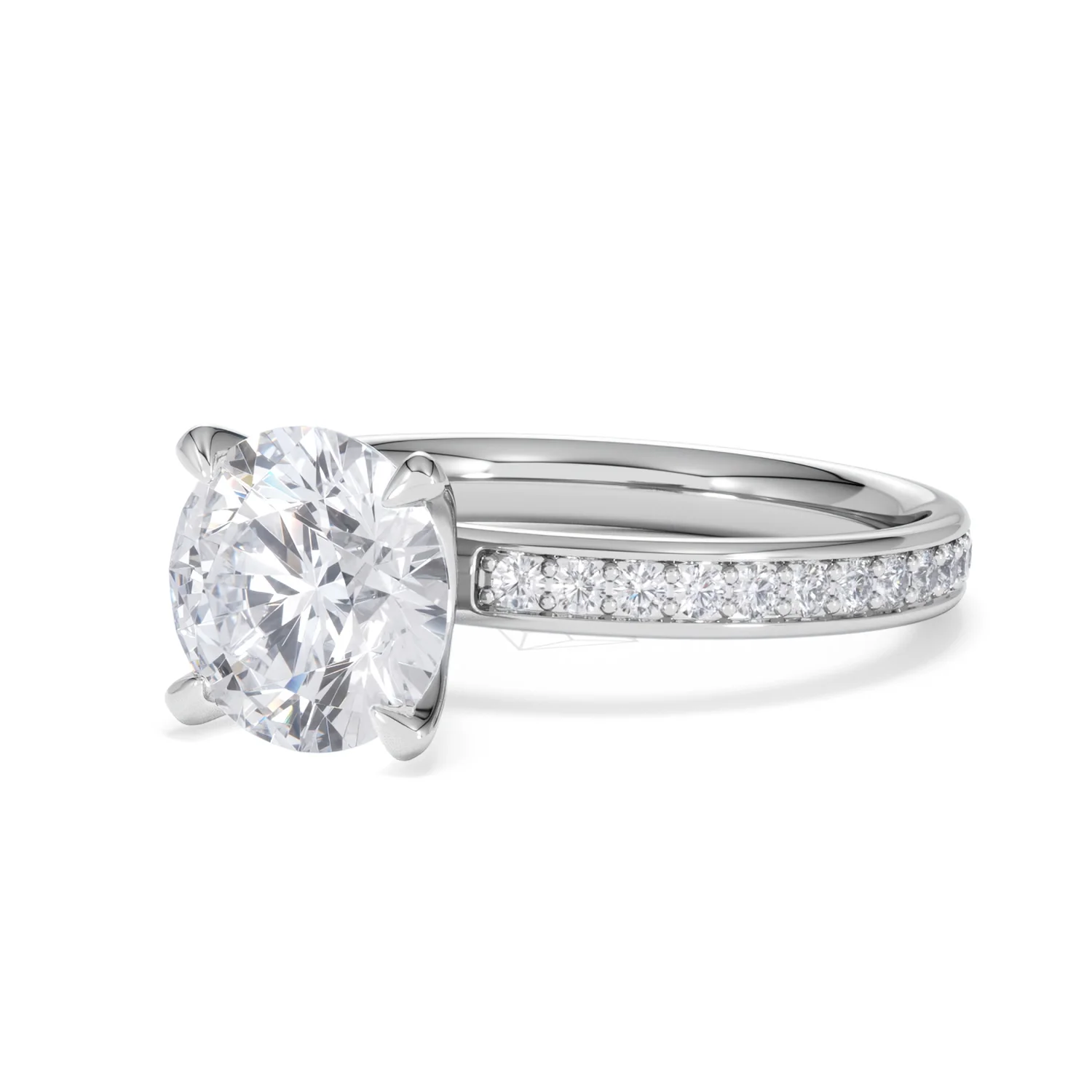Origin 2.25ct Round Cut Lab Diamond Solitaire Engagement Ring with Side Stones in 18K White Gold - Image 80