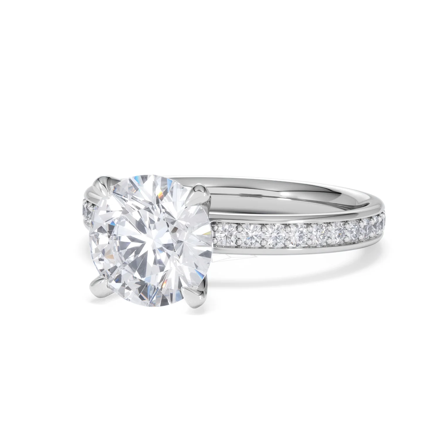 Origin 2.25ct Round Cut Lab Diamond Solitaire Engagement Ring with Side Stones in 18K White Gold - Image 82