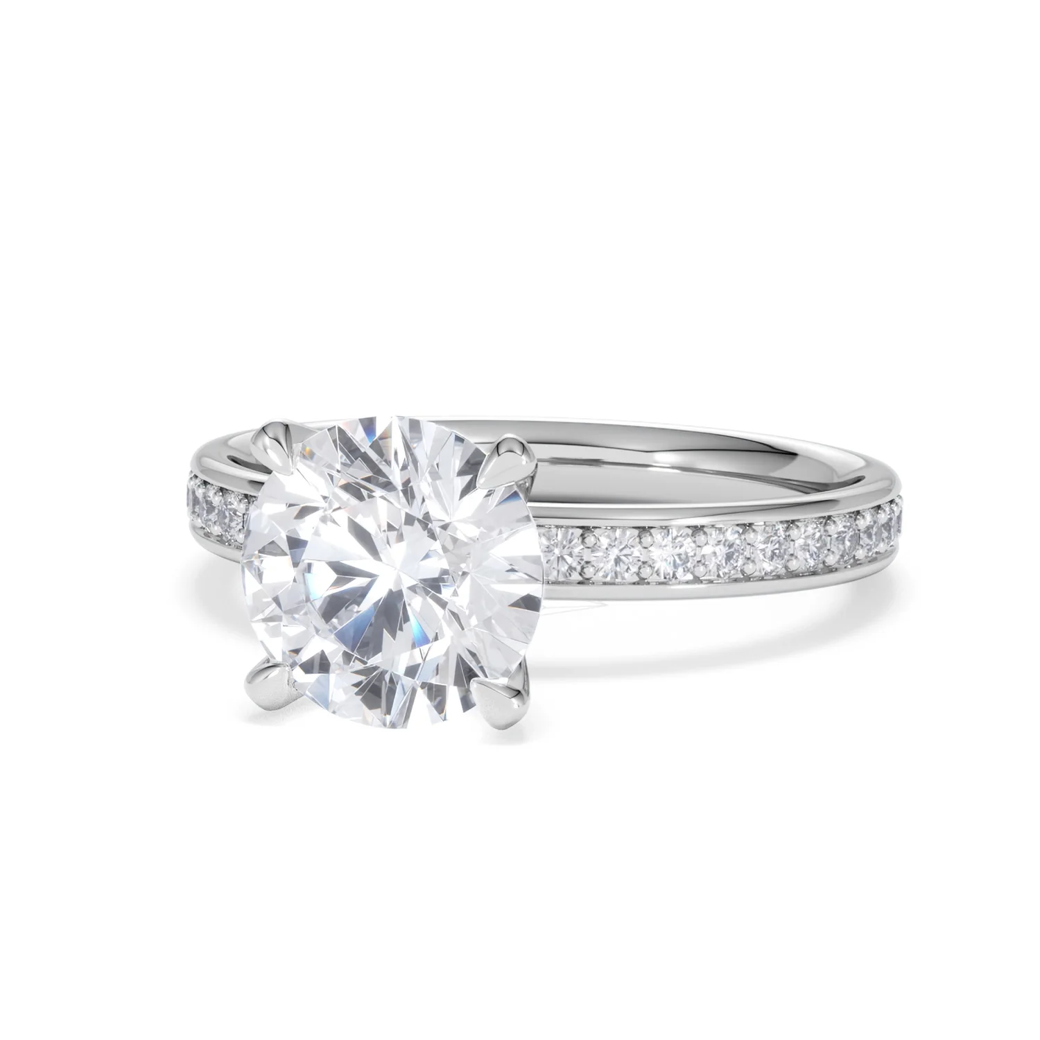Origin 2.25ct Round Cut Lab Diamond Solitaire Engagement Ring with Side Stones in 18K White Gold - Image 83