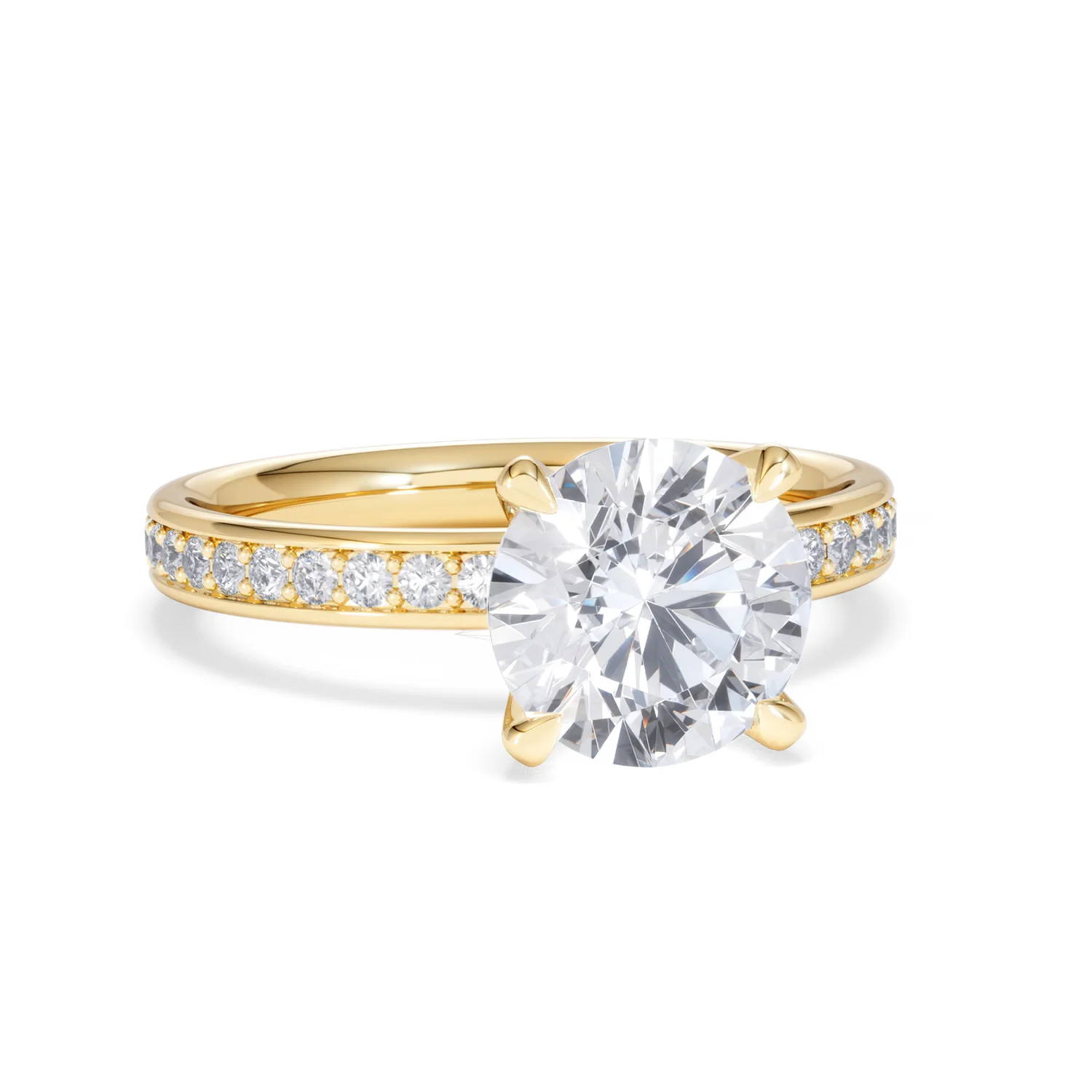Origin 2.25ct Round Cut Lab Diamond Solitaire Engagement Ring with Side Stones in 18K Yellow Gold - Image 10