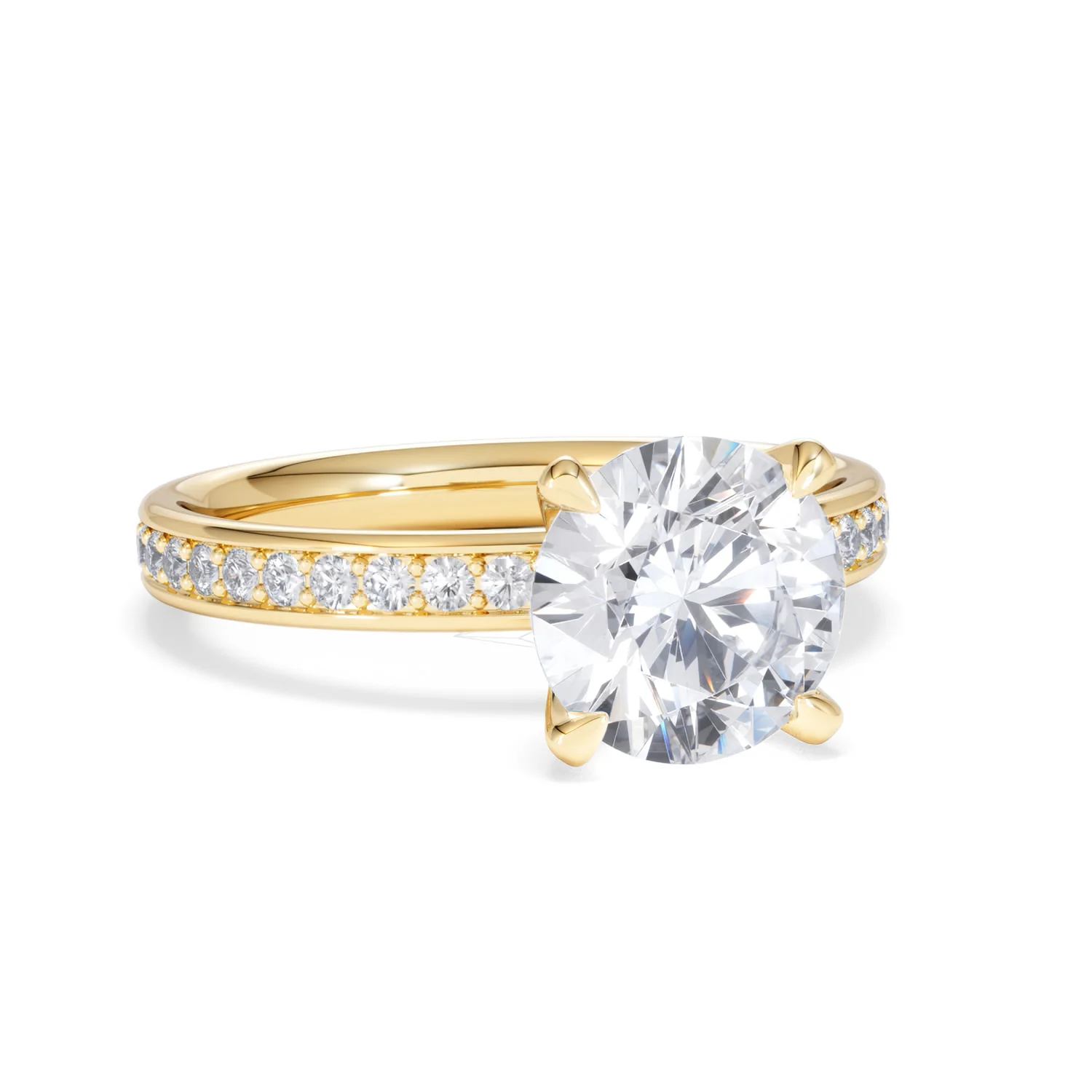 Origin 2.25ct Round Cut Lab Diamond Solitaire Engagement Ring with Side Stones in 18K Yellow Gold - Image 11