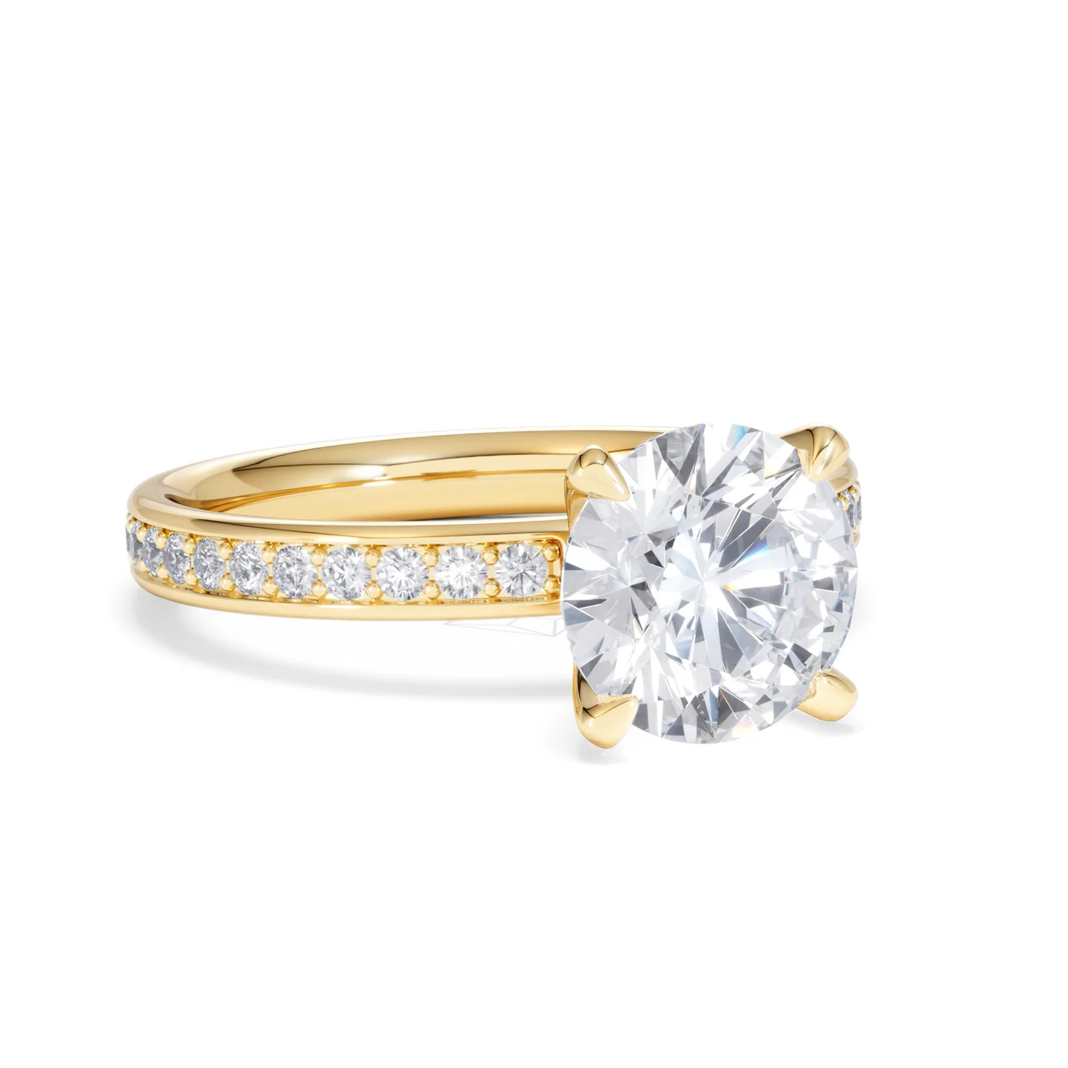 Origin 2.25ct Round Cut Lab Diamond Solitaire Engagement Ring with Side Stones in 18K Yellow Gold - Image 12