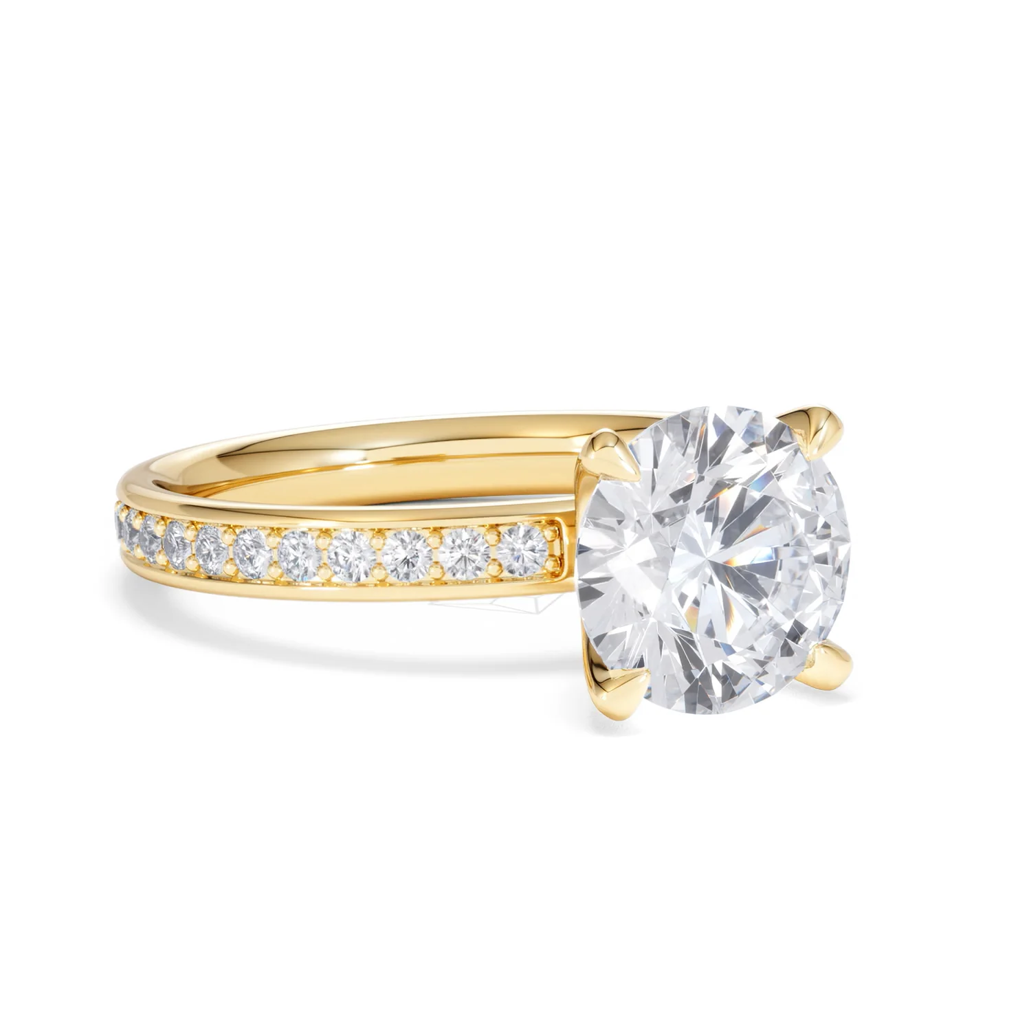 Origin 2.25ct Round Cut Lab Diamond Solitaire Engagement Ring with Side Stones in 18K Yellow Gold - Image 13