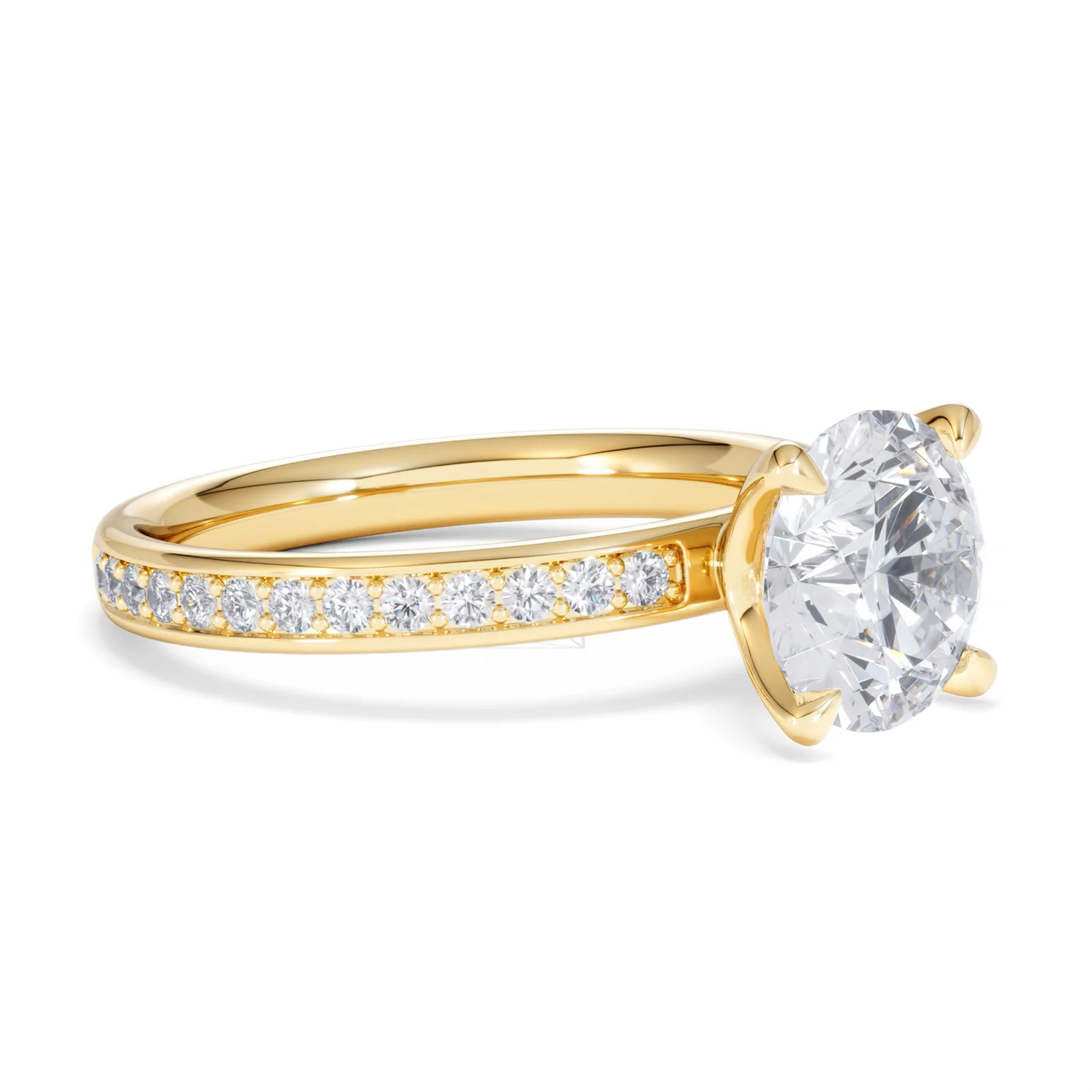 Origin 2.25ct Round Cut Lab Diamond Solitaire Engagement Ring with Side Stones in 18K Yellow Gold - Image 17