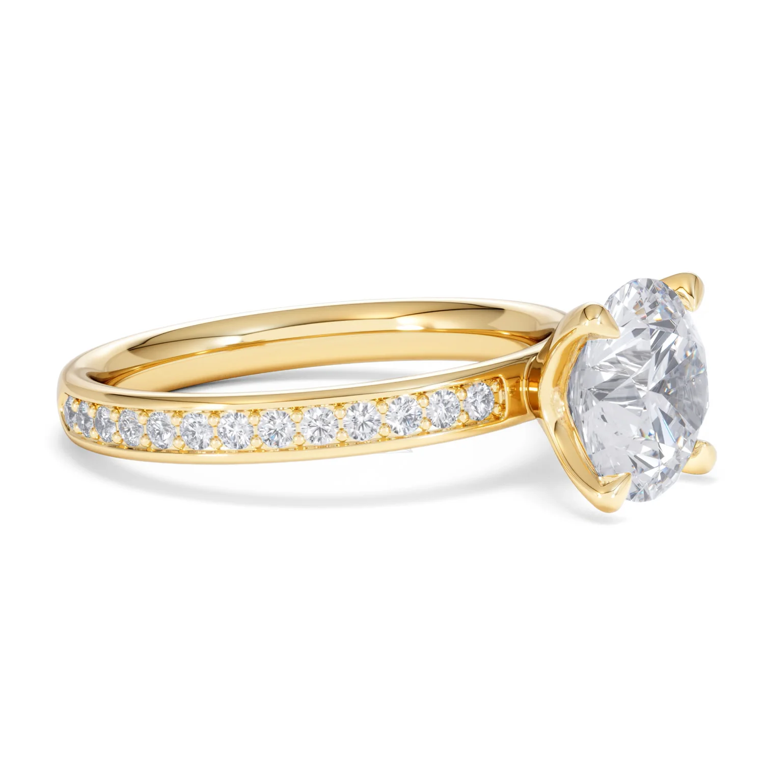 Origin 2.25ct Round Cut Lab Diamond Solitaire Engagement Ring with Side Stones in 18K Yellow Gold - Image 19