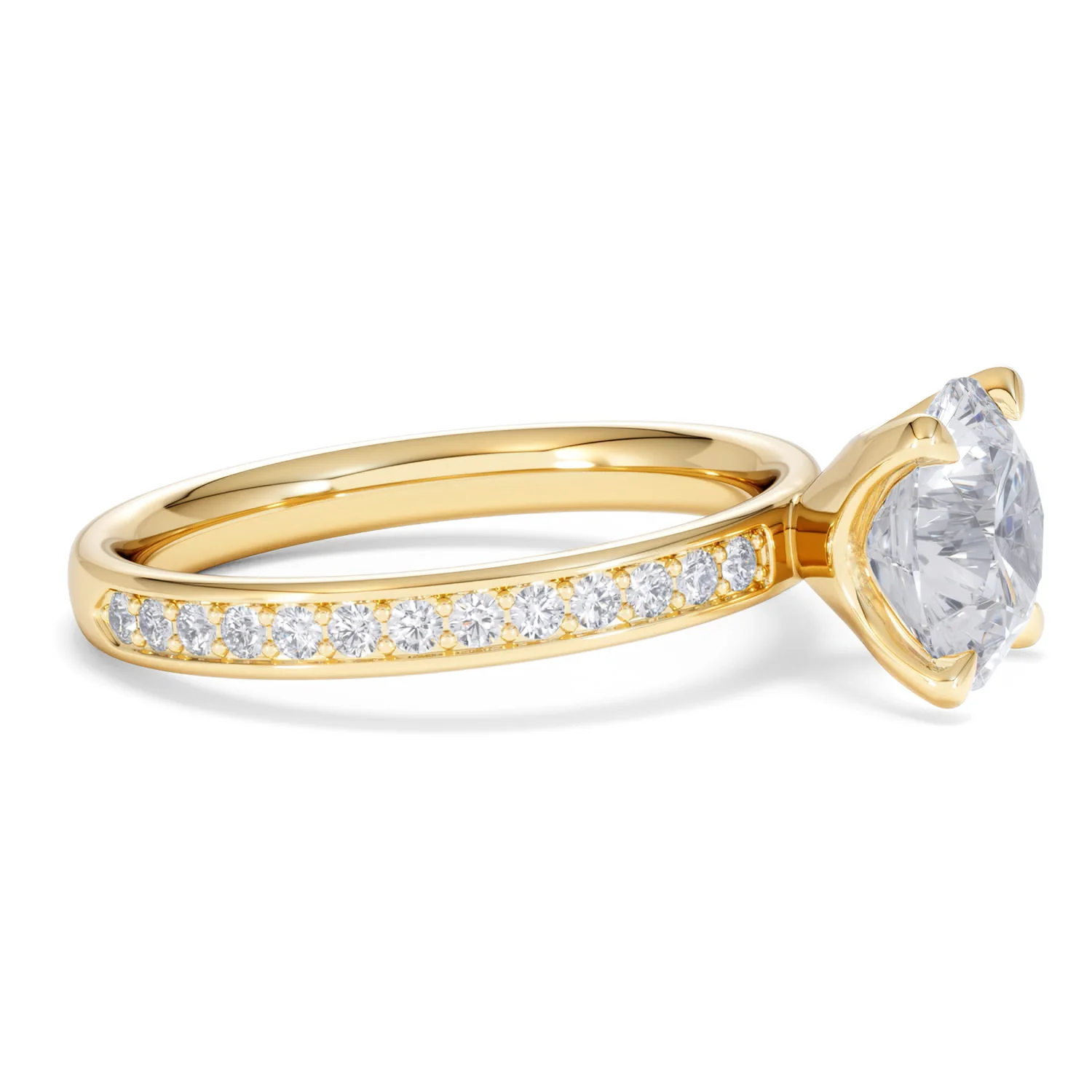 Origin 2.25ct Round Cut Lab Diamond Solitaire Engagement Ring with Side Stones in 18K Yellow Gold - Image 22
