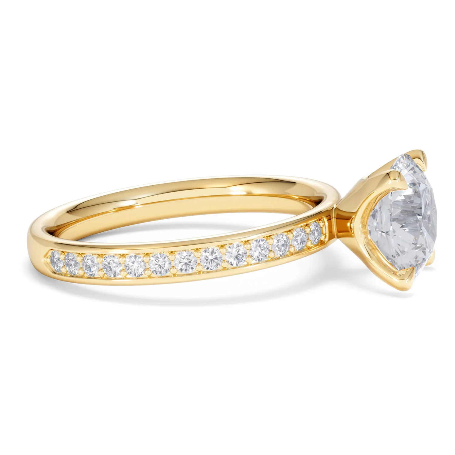 Origin 2.25ct Round Cut Lab Diamond Solitaire Engagement Ring with Side Stones in 18K Yellow Gold - Image 23
