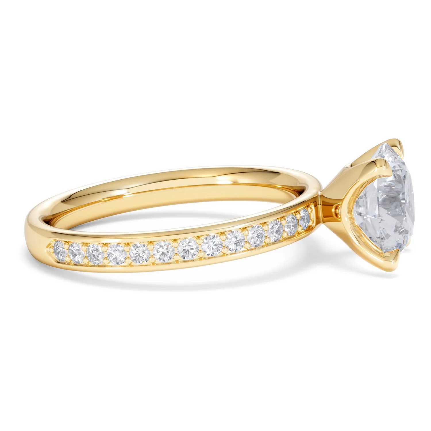 Origin 2.25ct Round Cut Lab Diamond Solitaire Engagement Ring with Side Stones in 18K Yellow Gold - Image 24