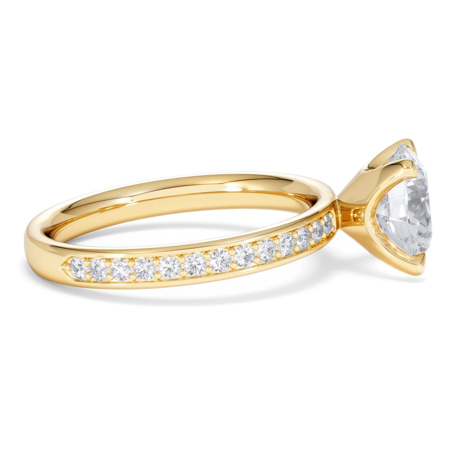 Origin 2.25ct Round Cut Lab Diamond Solitaire Engagement Ring with Side Stones in 18K Yellow Gold - Image 26