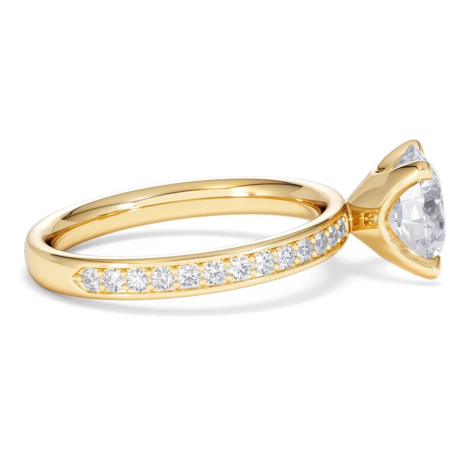 Origin 2.25ct Round Cut Lab Diamond Solitaire Engagement Ring with Side Stones in 18K Yellow Gold - Image 27