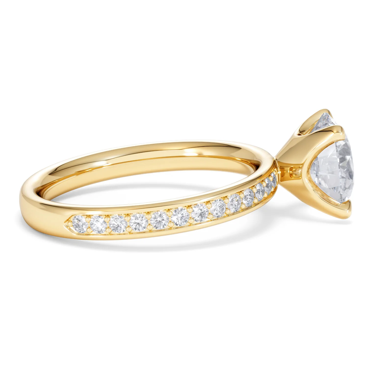 Origin 2.25ct Round Cut Lab Diamond Solitaire Engagement Ring with Side Stones in 18K Yellow Gold - Image 28