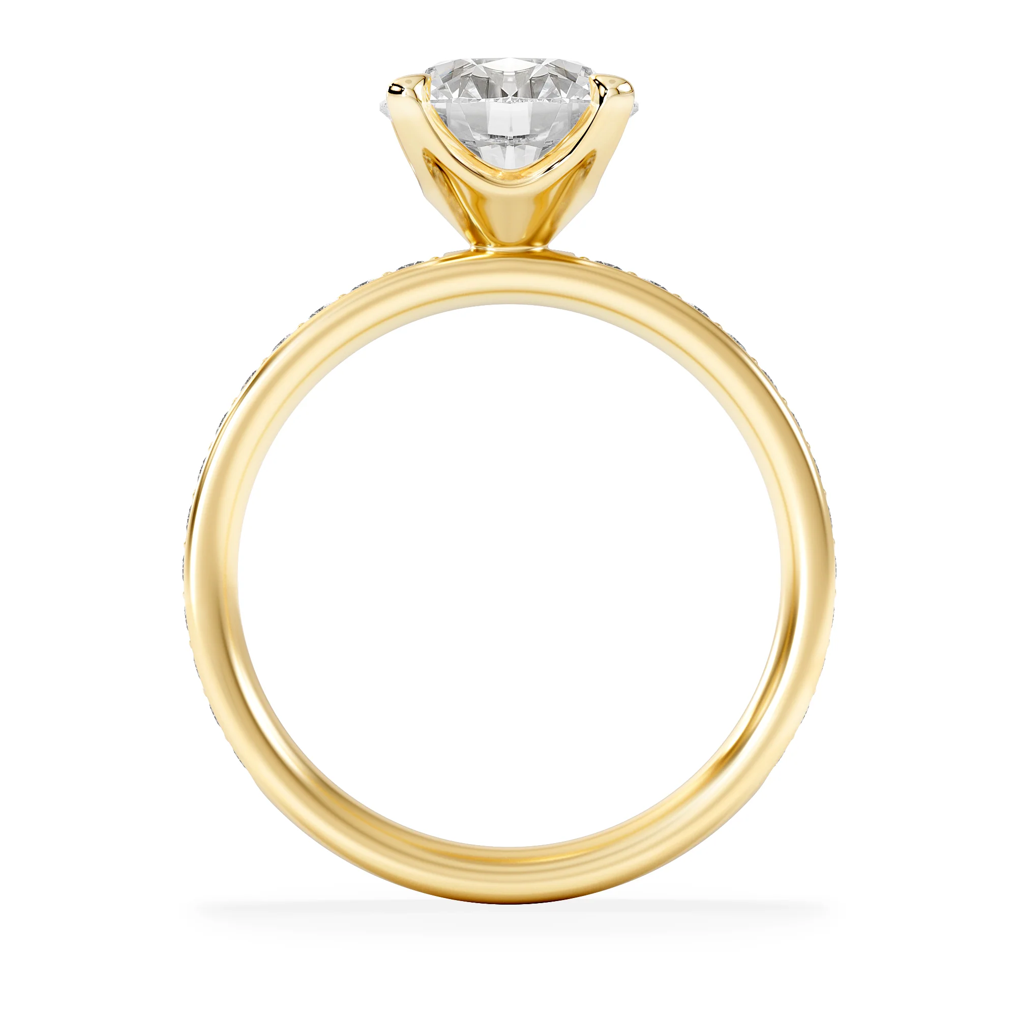 Origin 2.25ct Round Cut Lab Diamond Solitaire Engagement Ring with Side Stones in 18K Yellow Gold - Image 3