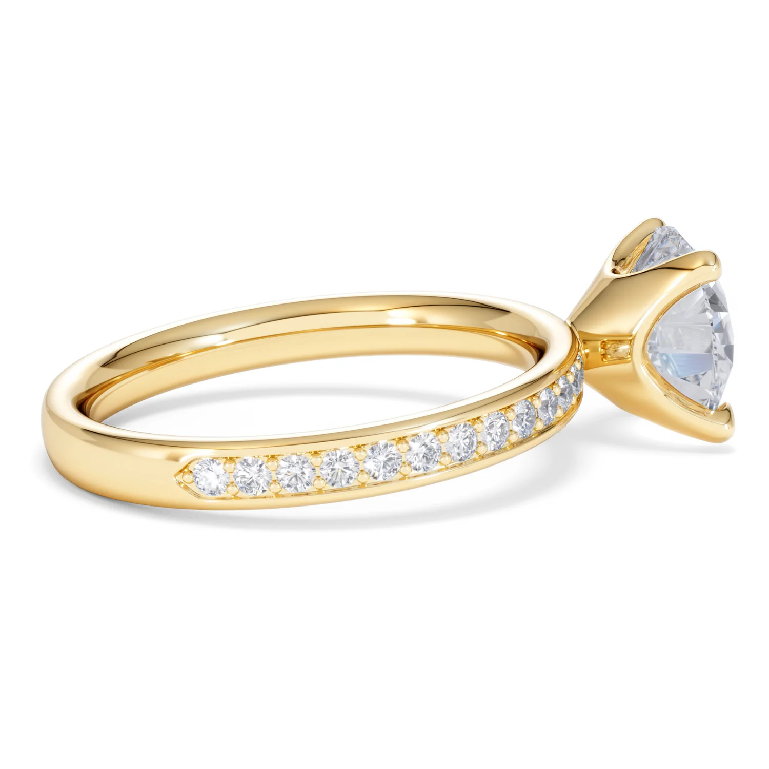Origin 2.25ct Round Cut Lab Diamond Solitaire Engagement Ring with Side Stones in 18K Yellow Gold - Image 30