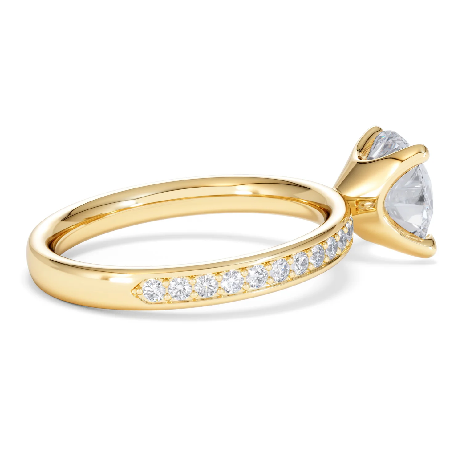 Origin 2.25ct Round Cut Lab Diamond Solitaire Engagement Ring with Side Stones in 18K Yellow Gold - Image 32