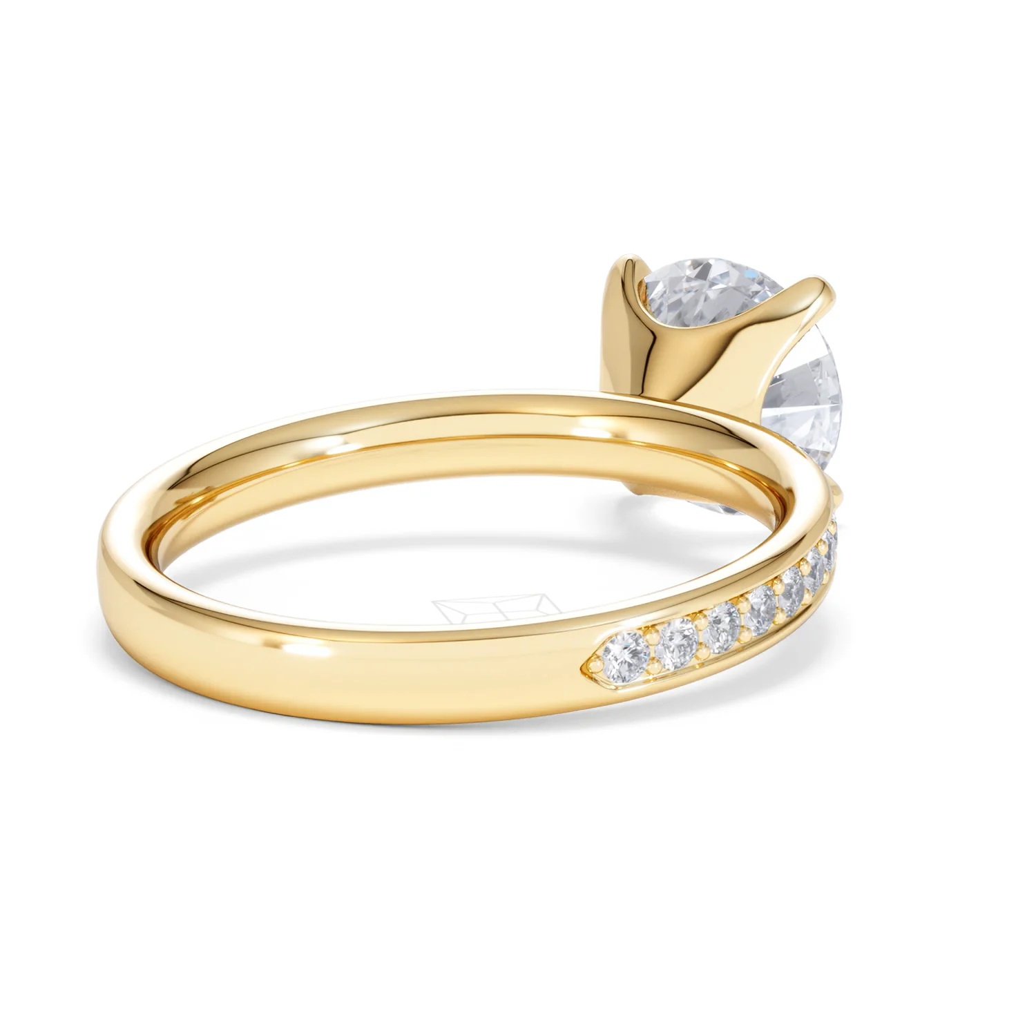 Origin 2.25ct Round Cut Lab Diamond Solitaire Engagement Ring with Side Stones in 18K Yellow Gold - Image 40