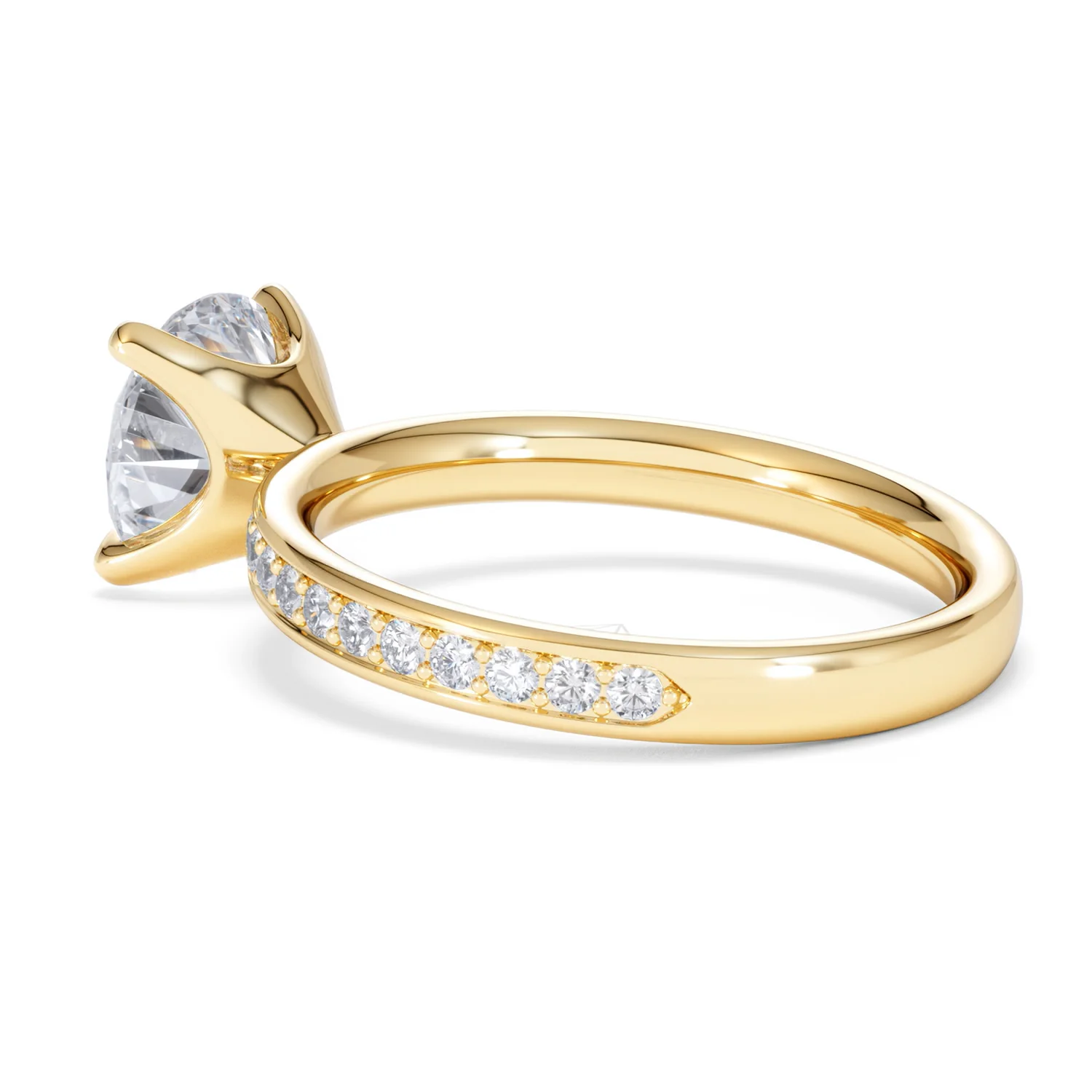 Origin 2.25ct Round Cut Lab Diamond Solitaire Engagement Ring with Side Stones in 18K Yellow Gold - Image 59