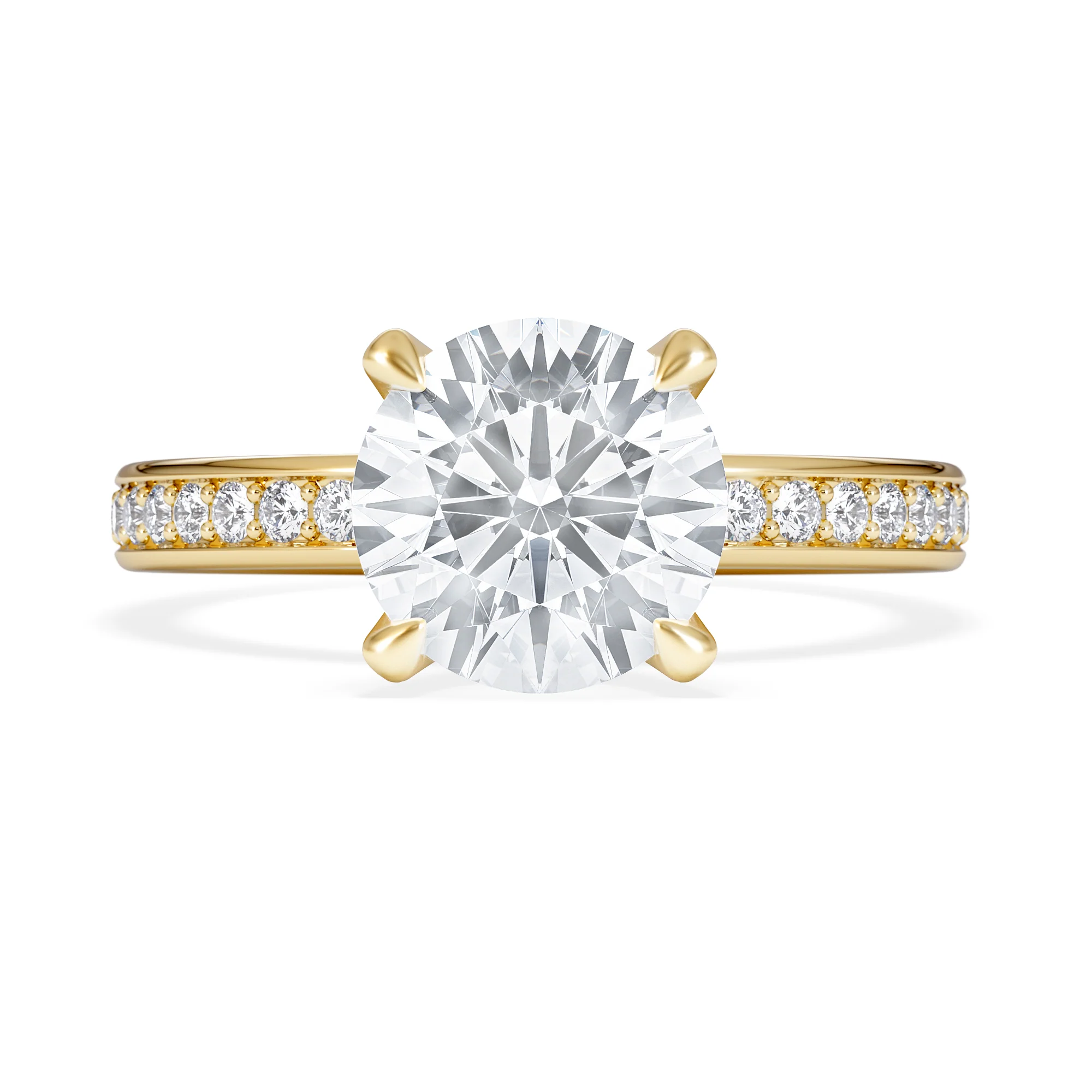 Origin 2.25ct Round Cut Lab Diamond Solitaire Engagement Ring with Side Stones in 18K Yellow Gold - Image 6