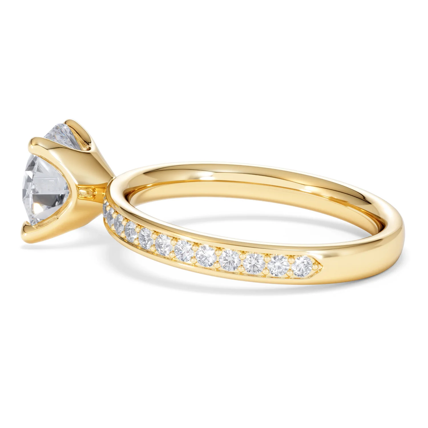 Origin 2.25ct Round Cut Lab Diamond Solitaire Engagement Ring with Side Stones in 18K Yellow Gold - Image 63