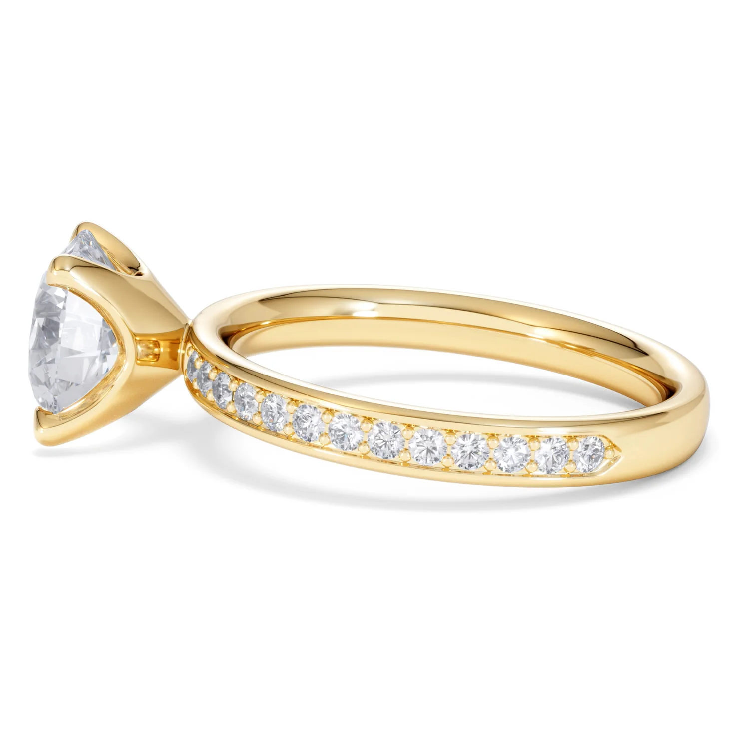 Origin 2.25ct Round Cut Lab Diamond Solitaire Engagement Ring with Side Stones in 18K Yellow Gold - Image 66