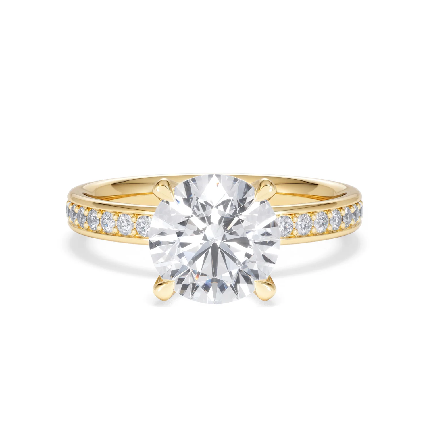 Origin 2.25ct Round Cut Lab Diamond Solitaire Engagement Ring with Side Stones in 18K Yellow Gold - Image 7