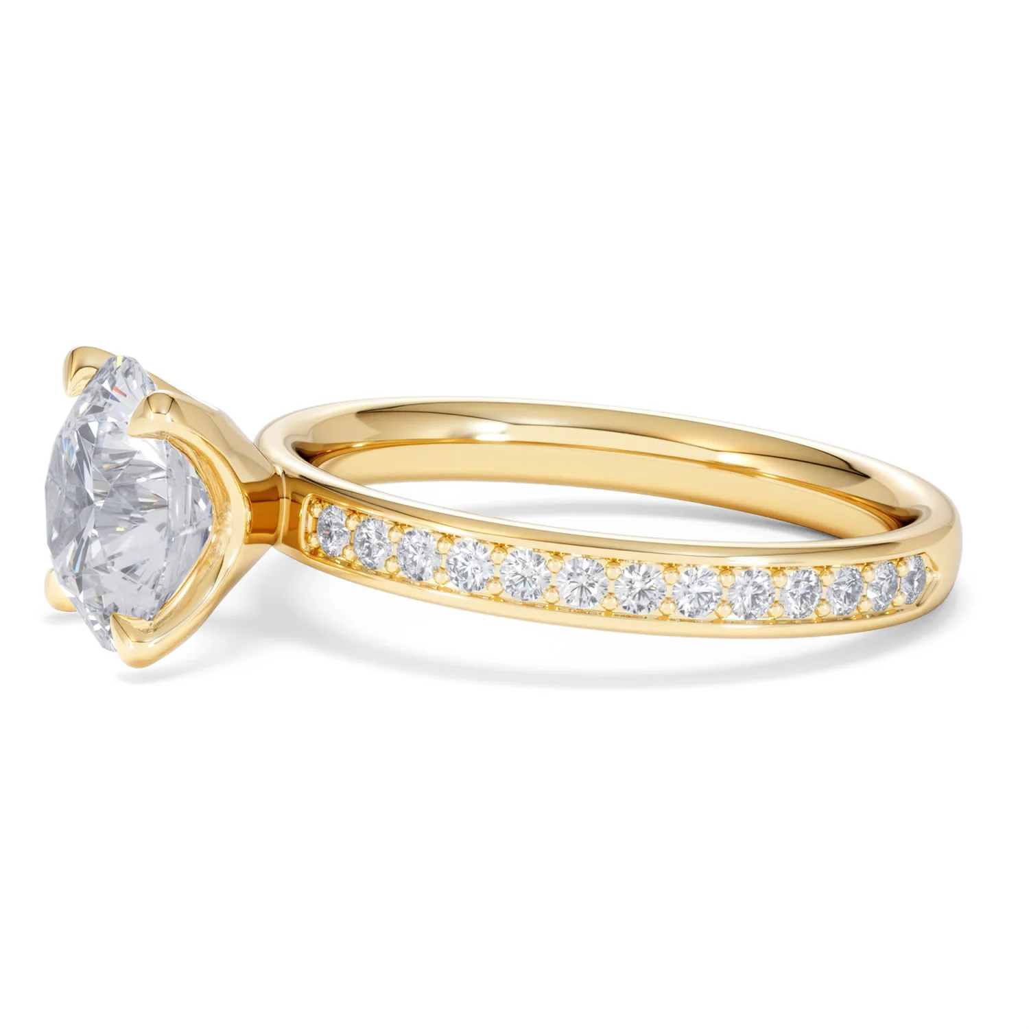 Origin 2.25ct Round Cut Lab Diamond Solitaire Engagement Ring with Side Stones in 18K Yellow Gold - Image 72