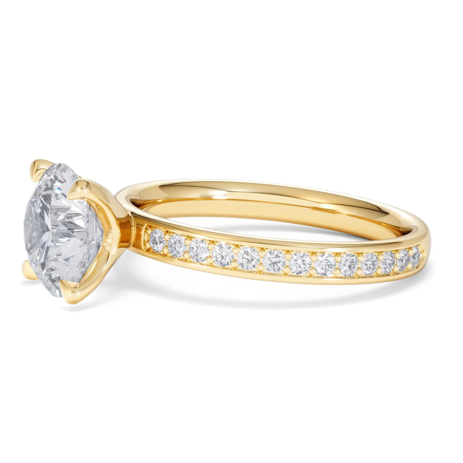 Origin 2.25ct Round Cut Lab Diamond Solitaire Engagement Ring with Side Stones in 18K Yellow Gold - Image 73