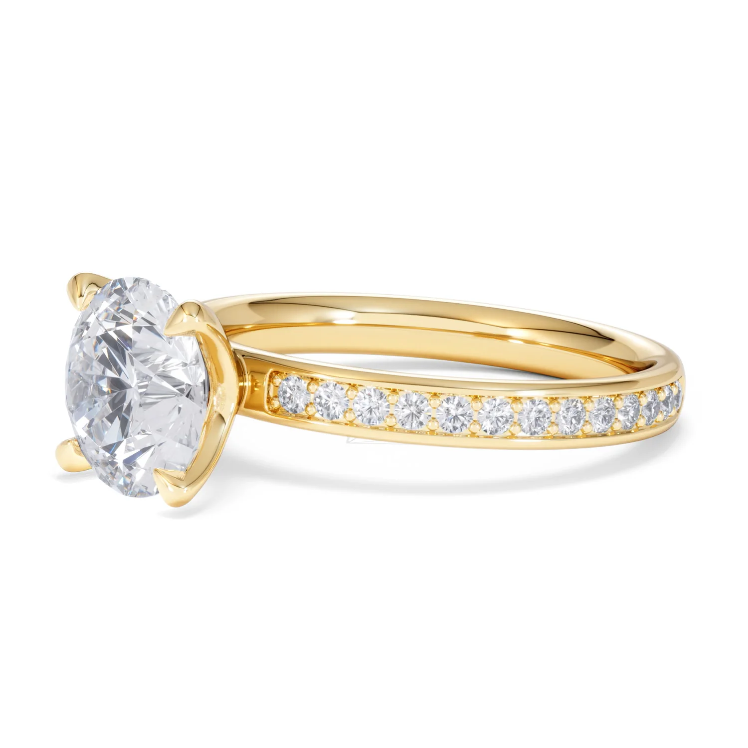 Origin 2.25ct Round Cut Lab Diamond Solitaire Engagement Ring with Side Stones in 18K Yellow Gold - Image 76