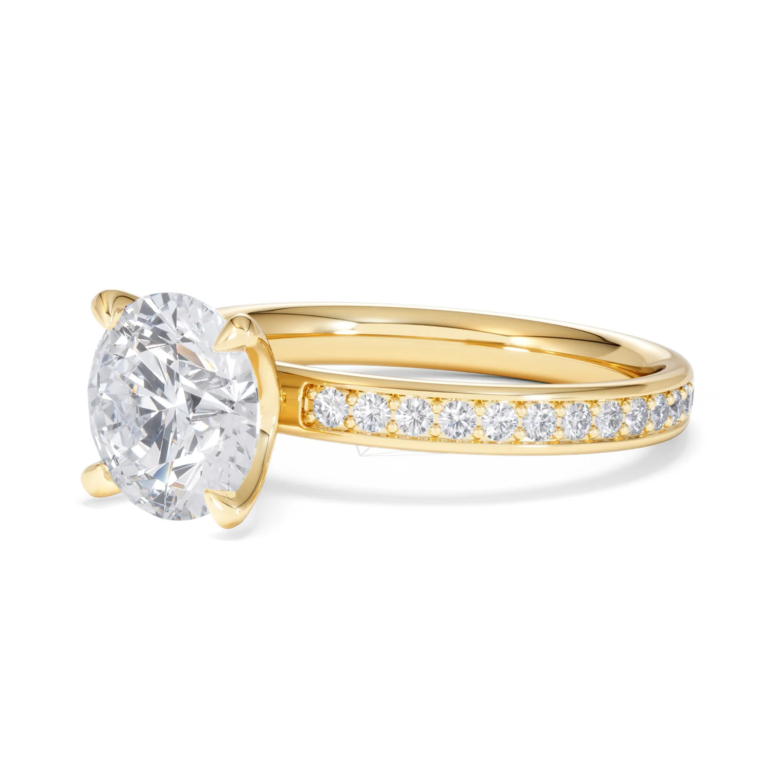 Origin 2.25ct Round Cut Lab Diamond Solitaire Engagement Ring with Side Stones in 18K Yellow Gold - Image 78