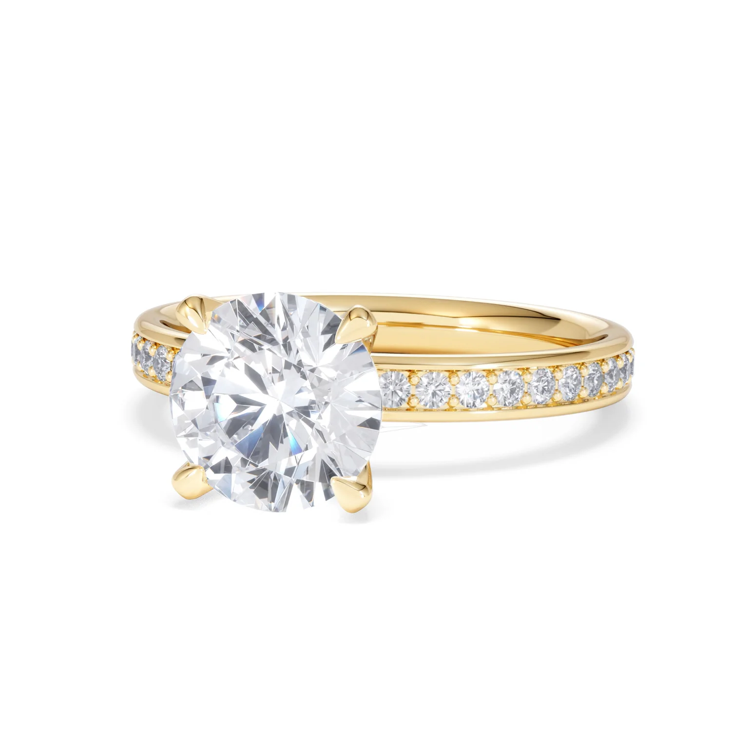 Origin 2.25ct Round Cut Lab Diamond Solitaire Engagement Ring with Side Stones in 18K Yellow Gold - Image 83