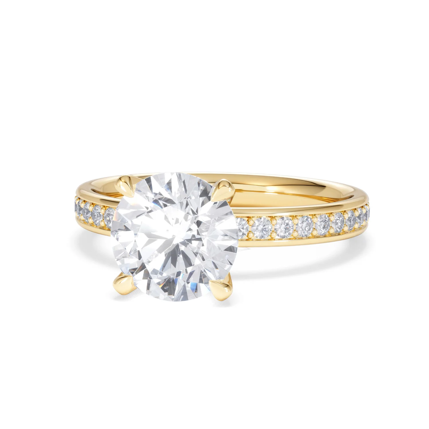 Origin 2.25ct Round Cut Lab Diamond Solitaire Engagement Ring with Side Stones in 18K Yellow Gold - Image 84