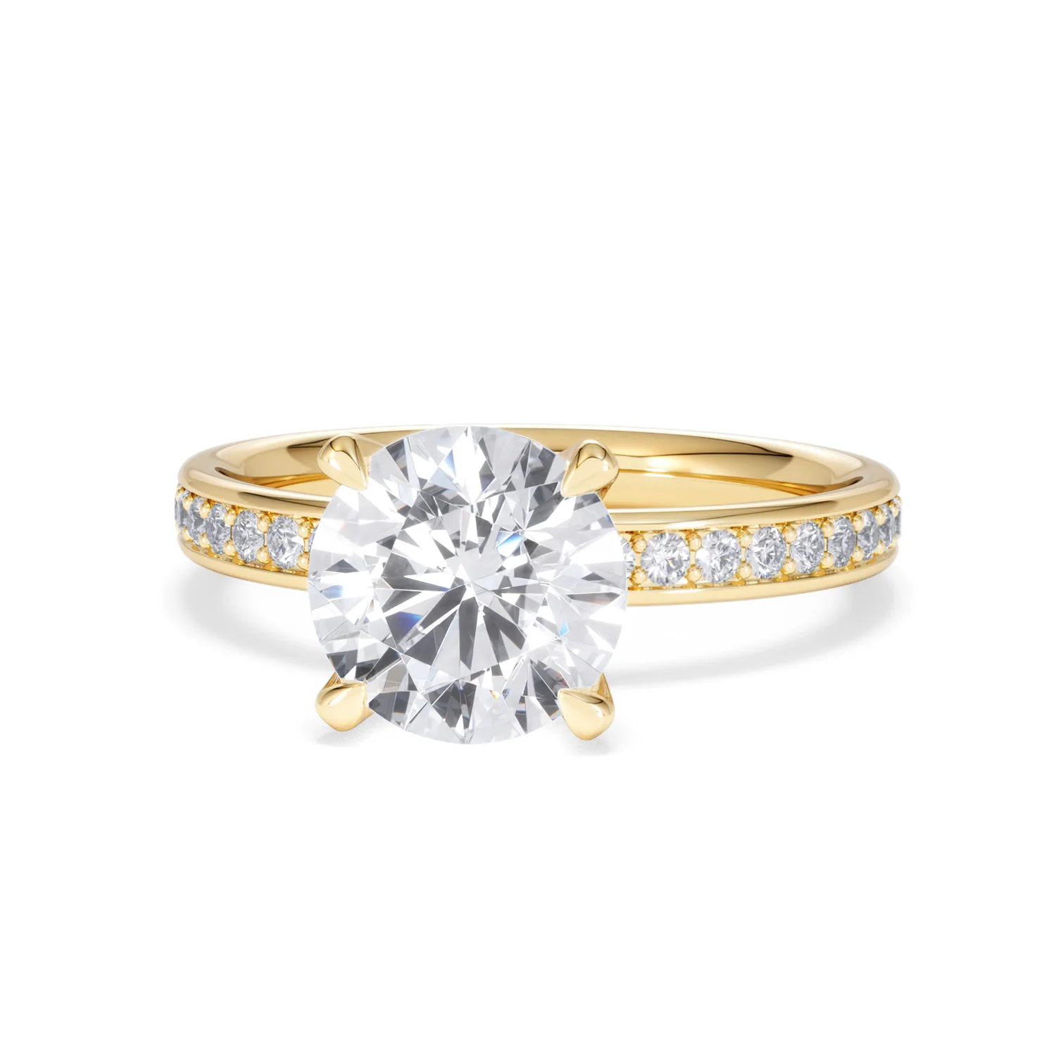 Origin 2.25ct Round Cut Lab Diamond Solitaire Engagement Ring with Side Stones in 18K Yellow Gold - Image 85