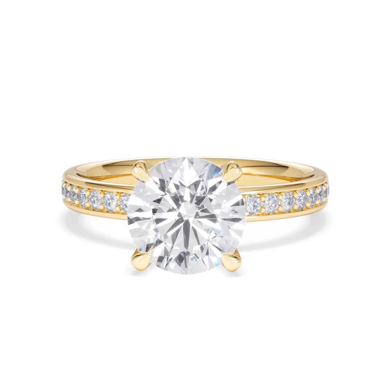 Origin 2.25ct Round Cut Lab Diamond Solitaire Engagement Ring with Side Stones in 18K Yellow Gold - Image 86