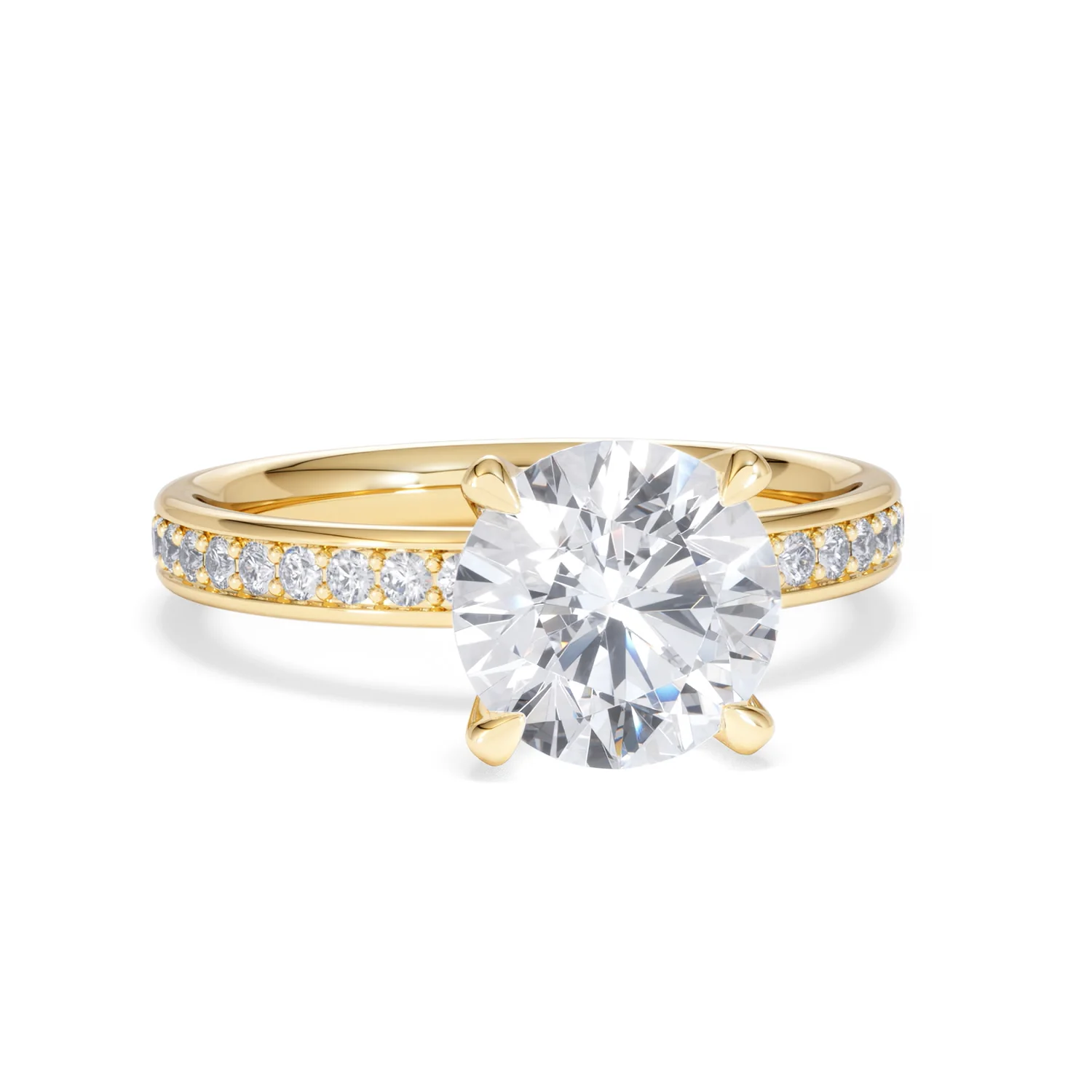 Origin 2.25ct Round Cut Lab Diamond Solitaire Engagement Ring with Side Stones in 18K Yellow Gold - Image 9