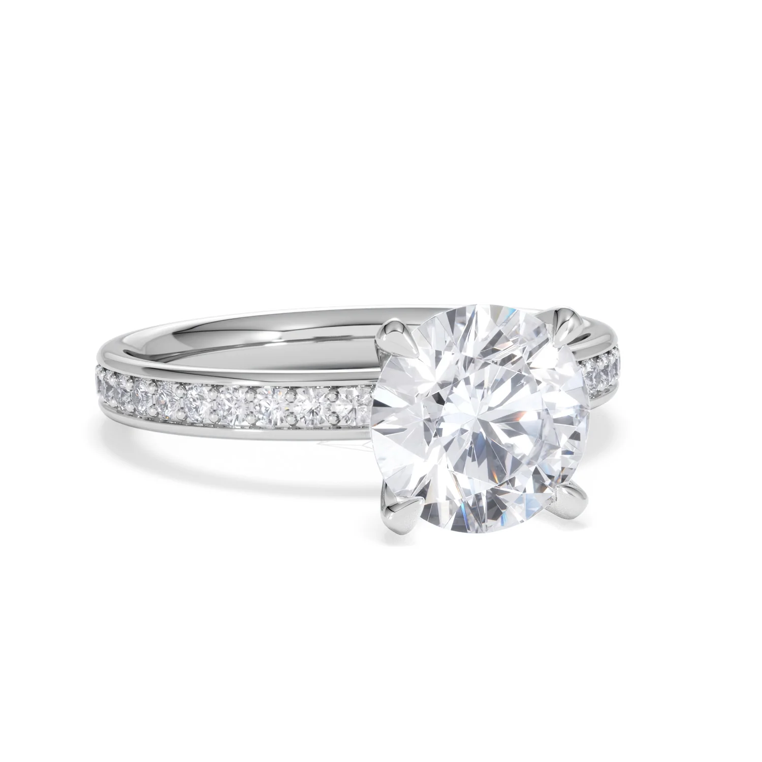 Origin 2.25ct Round Cut Lab Diamond Solitaire Engagement Ring with Side Stones in Platinum - Image 11