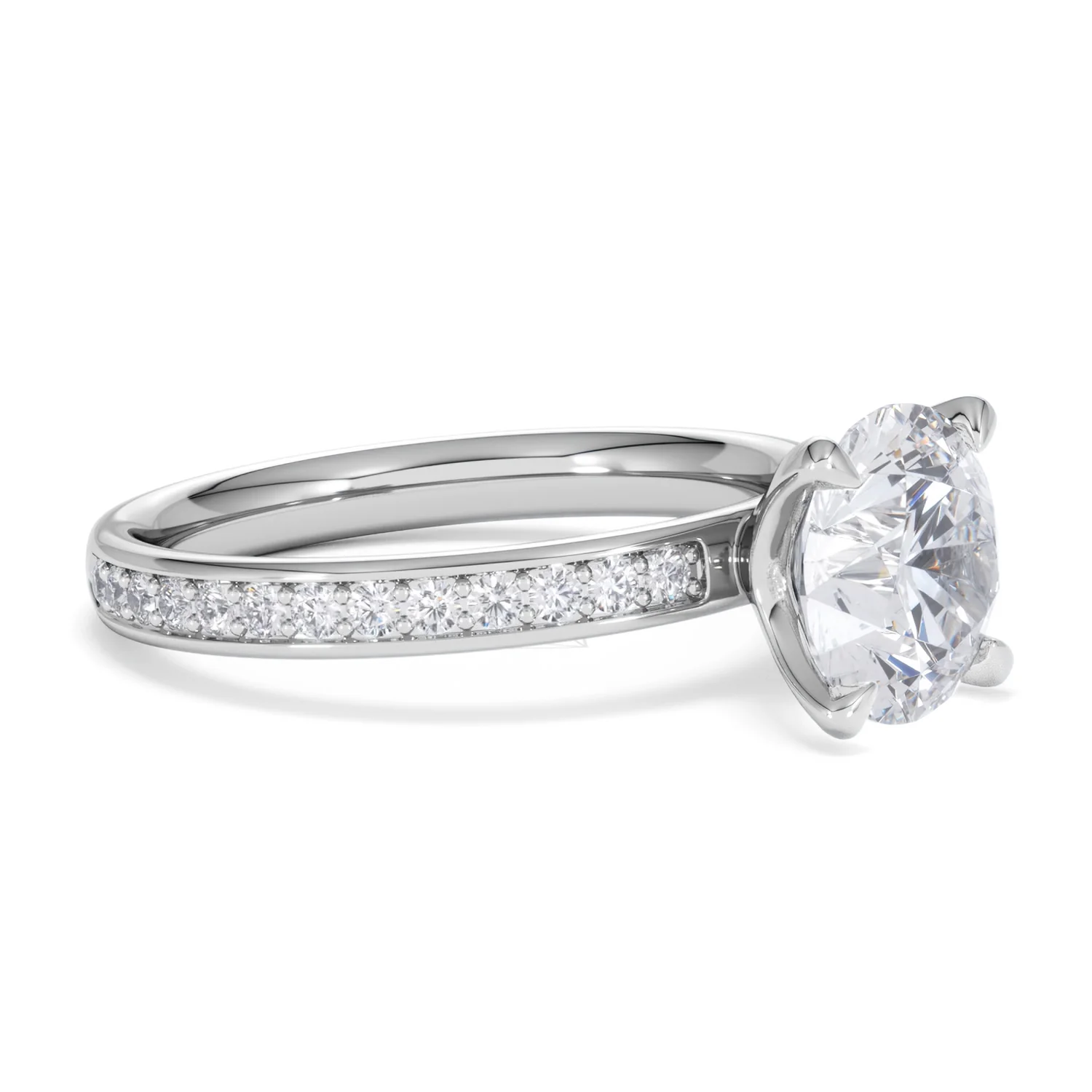 Origin 2.25ct Round Cut Lab Diamond Solitaire Engagement Ring with Side Stones in Platinum - Image 18