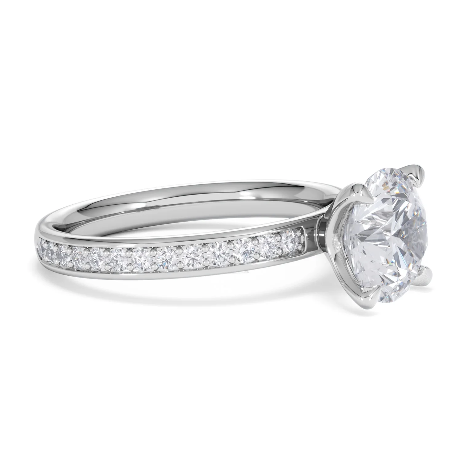 Origin 2.25ct Round Cut Lab Diamond Solitaire Engagement Ring with Side Stones in Platinum - Image 19