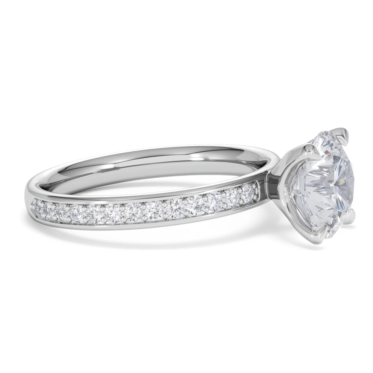 Origin 2.25ct Round Cut Lab Diamond Solitaire Engagement Ring with Side Stones in Platinum - Image 21